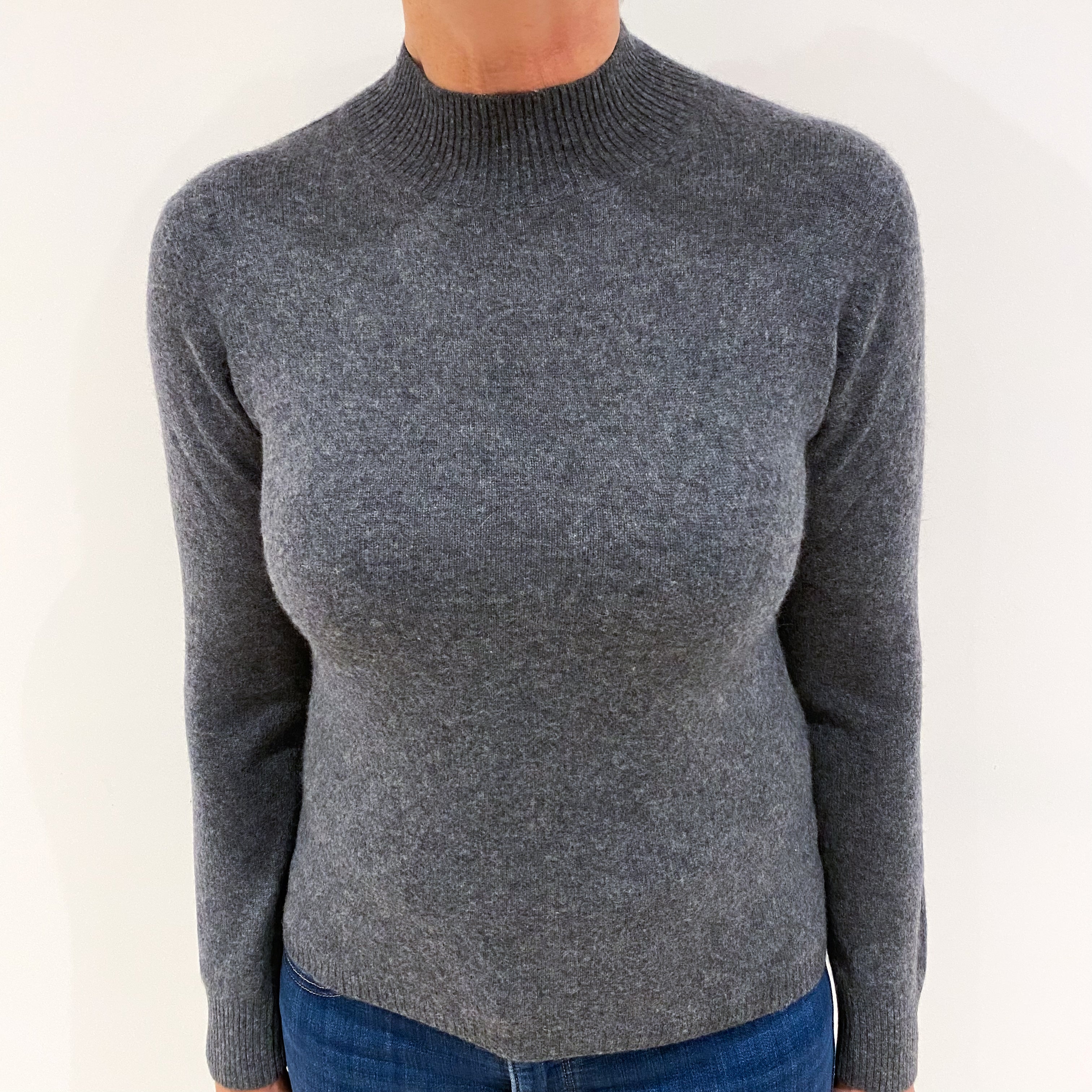 Slate Grey Cashmere Turtle Neck Jumper Medium