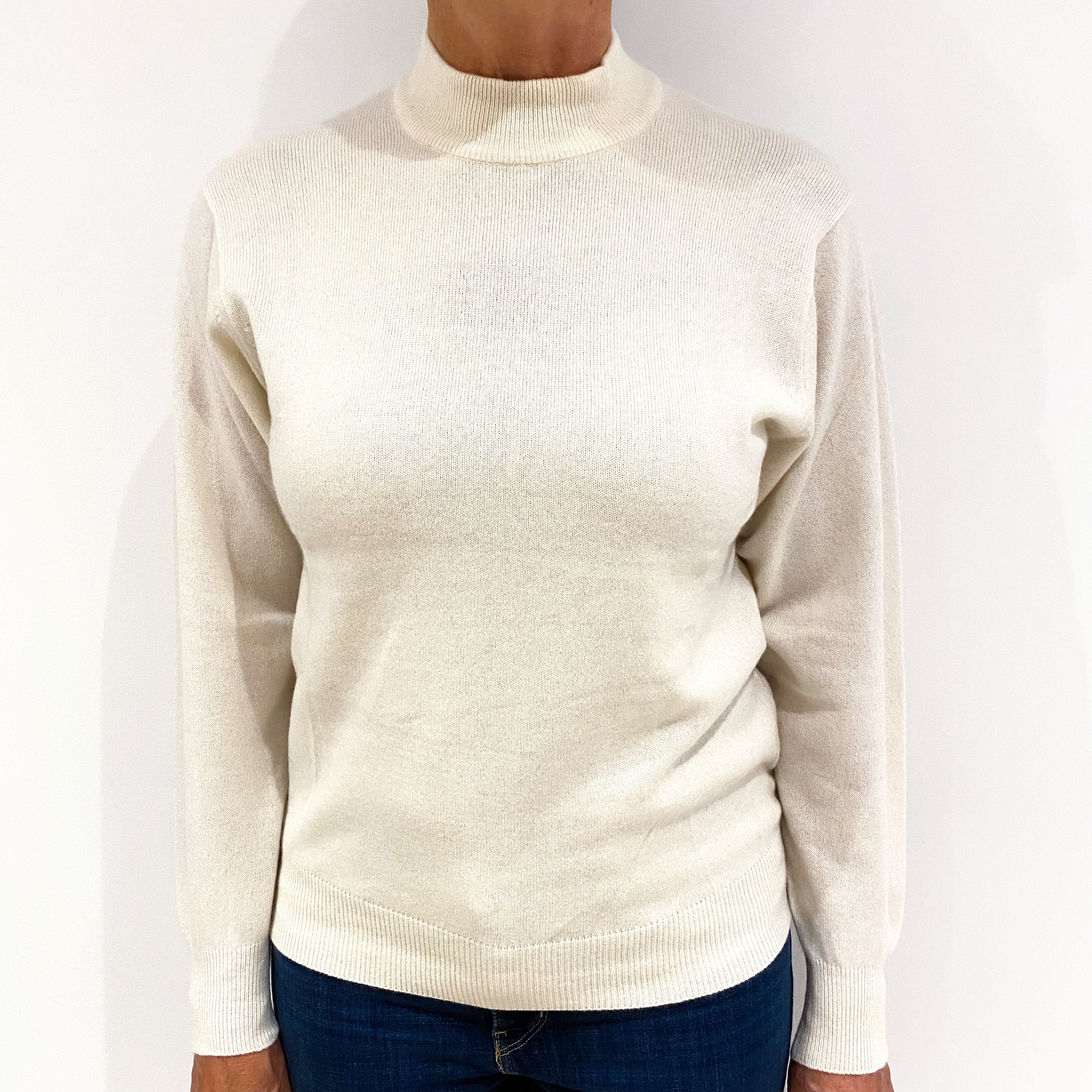 Winter White Cashmere Turtle Neck Jumper