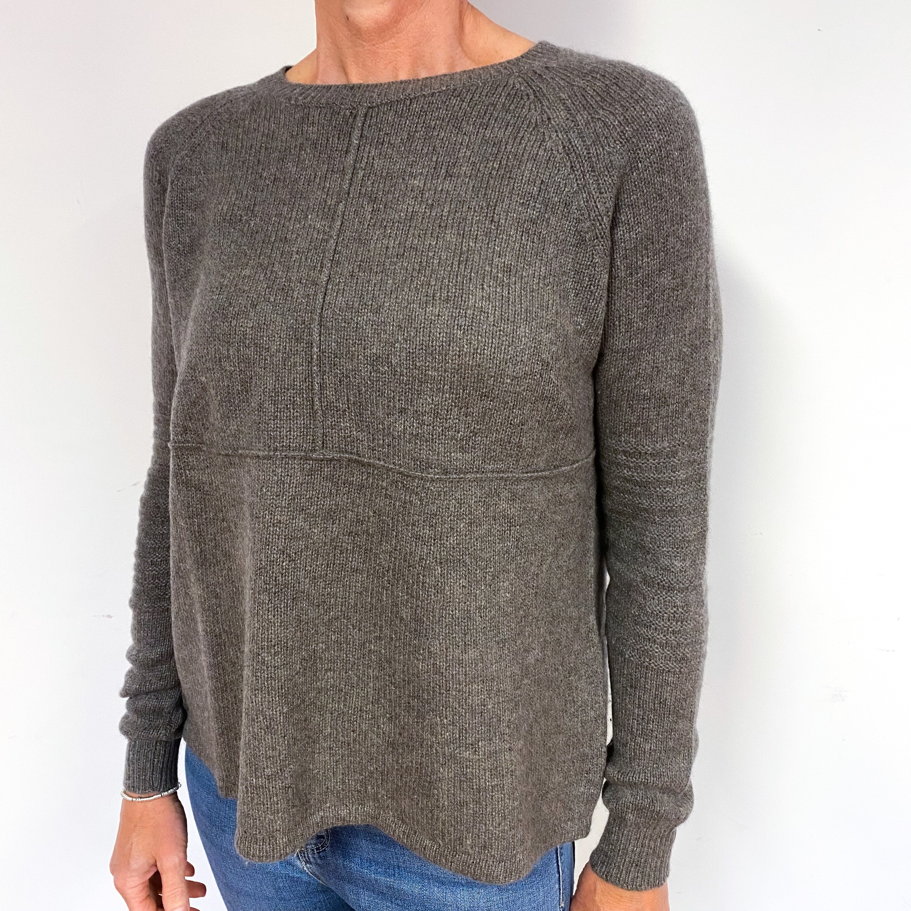 Muted Brown Cashmere Crew Neck Jumper Medium