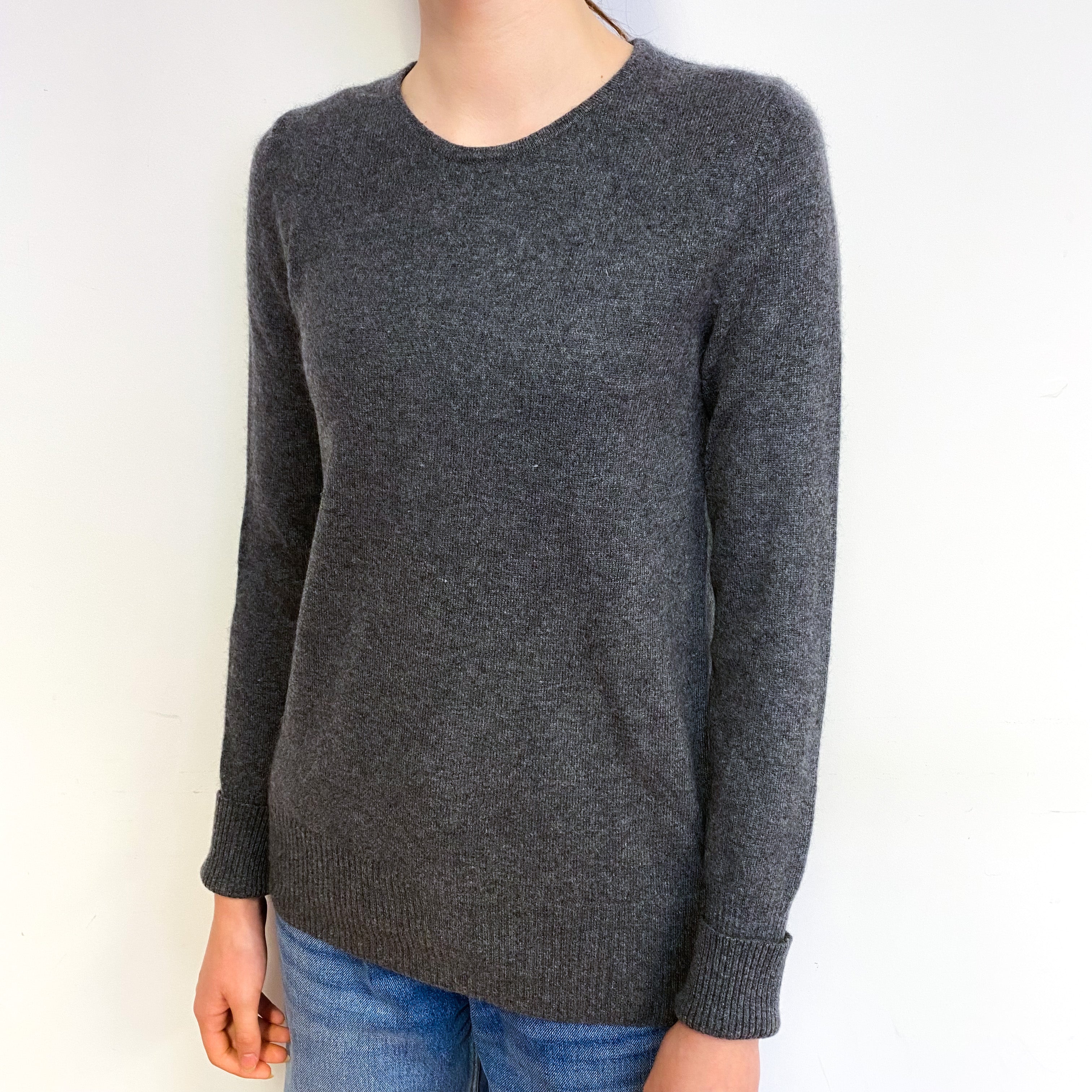 Slate Grey Cashmere Crew Neck Jumper Extra Small