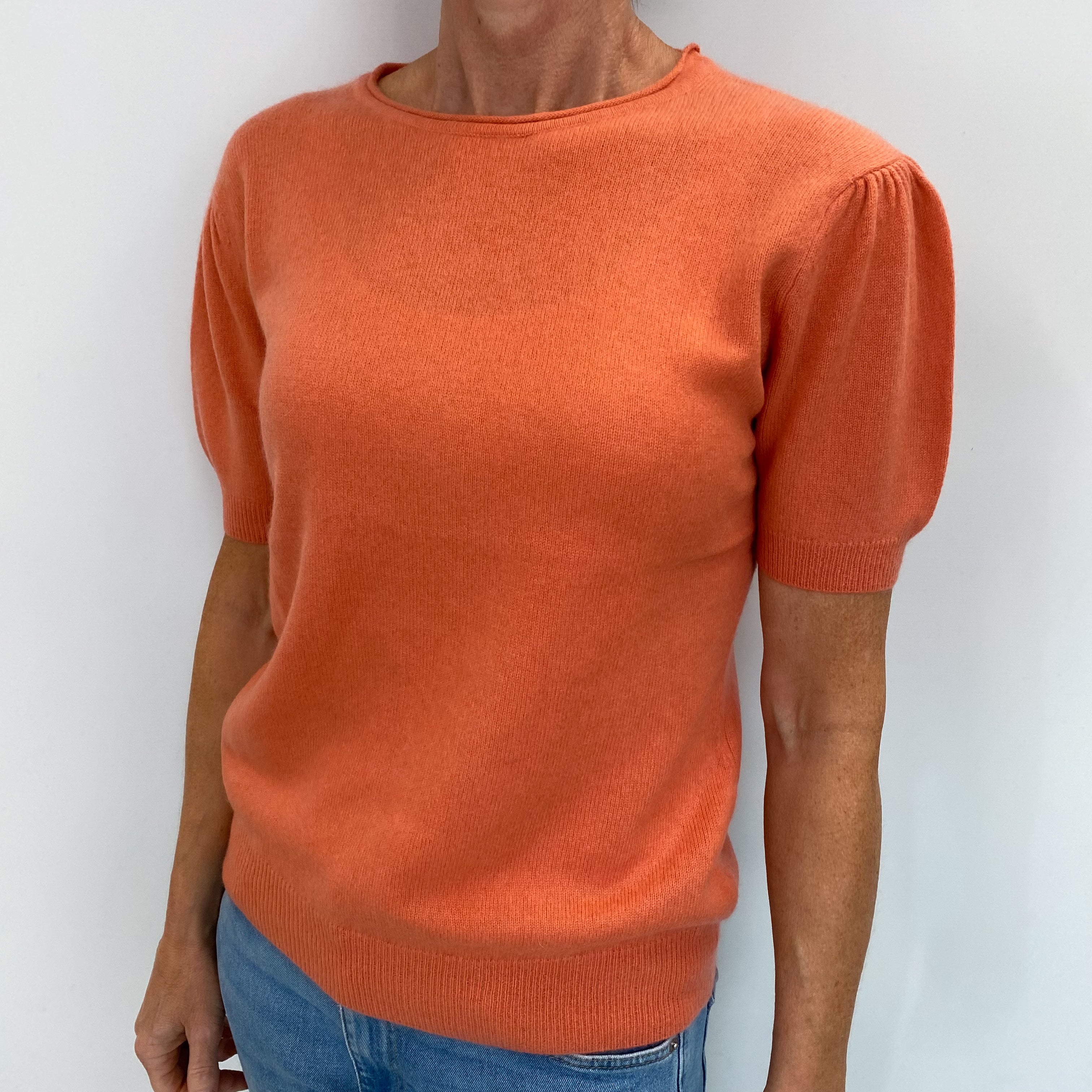 Orange Soda Cashmere Crew Neck Short Sleeved Jumper Small