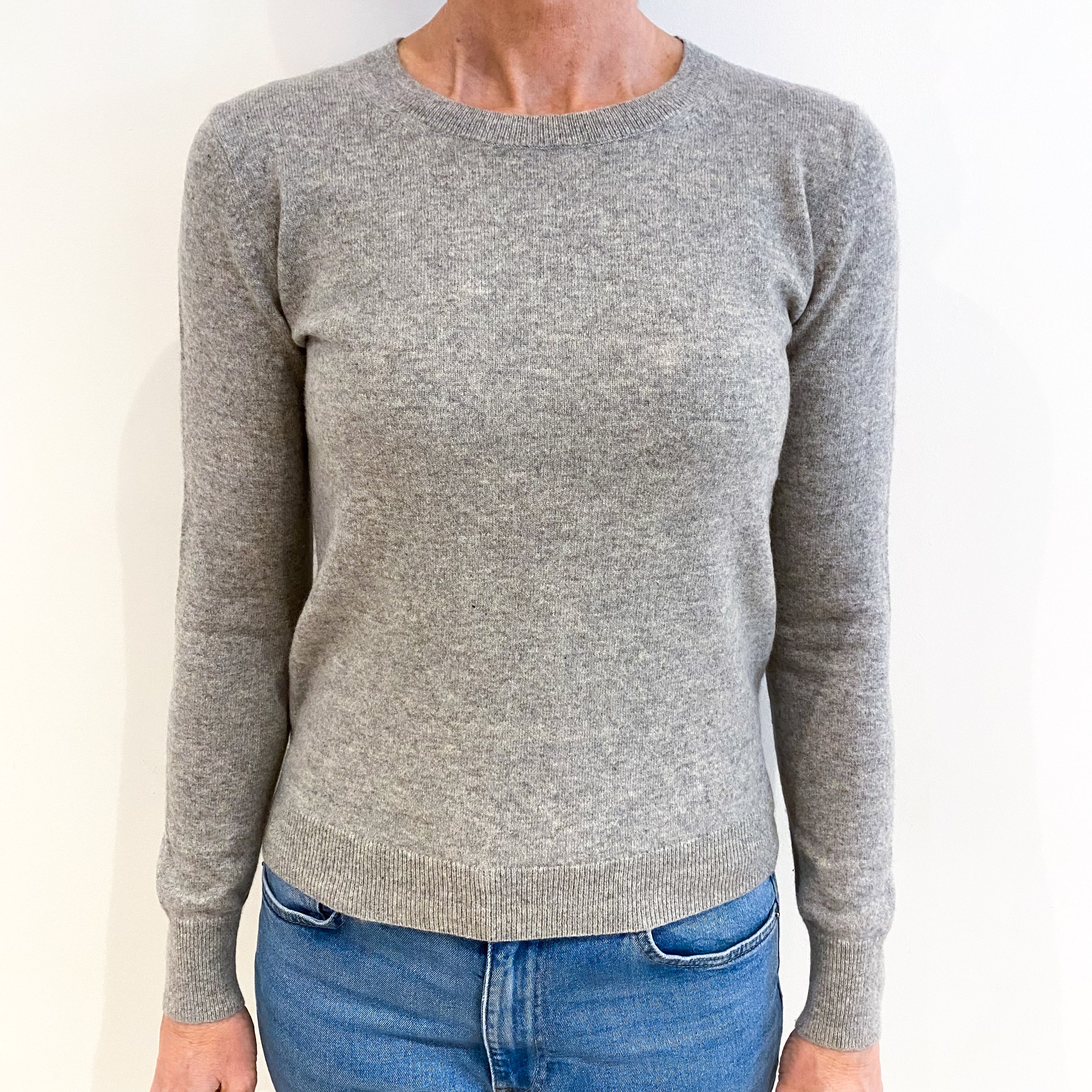 Smoke Grey Cashmere Crew Neck Jumper Small