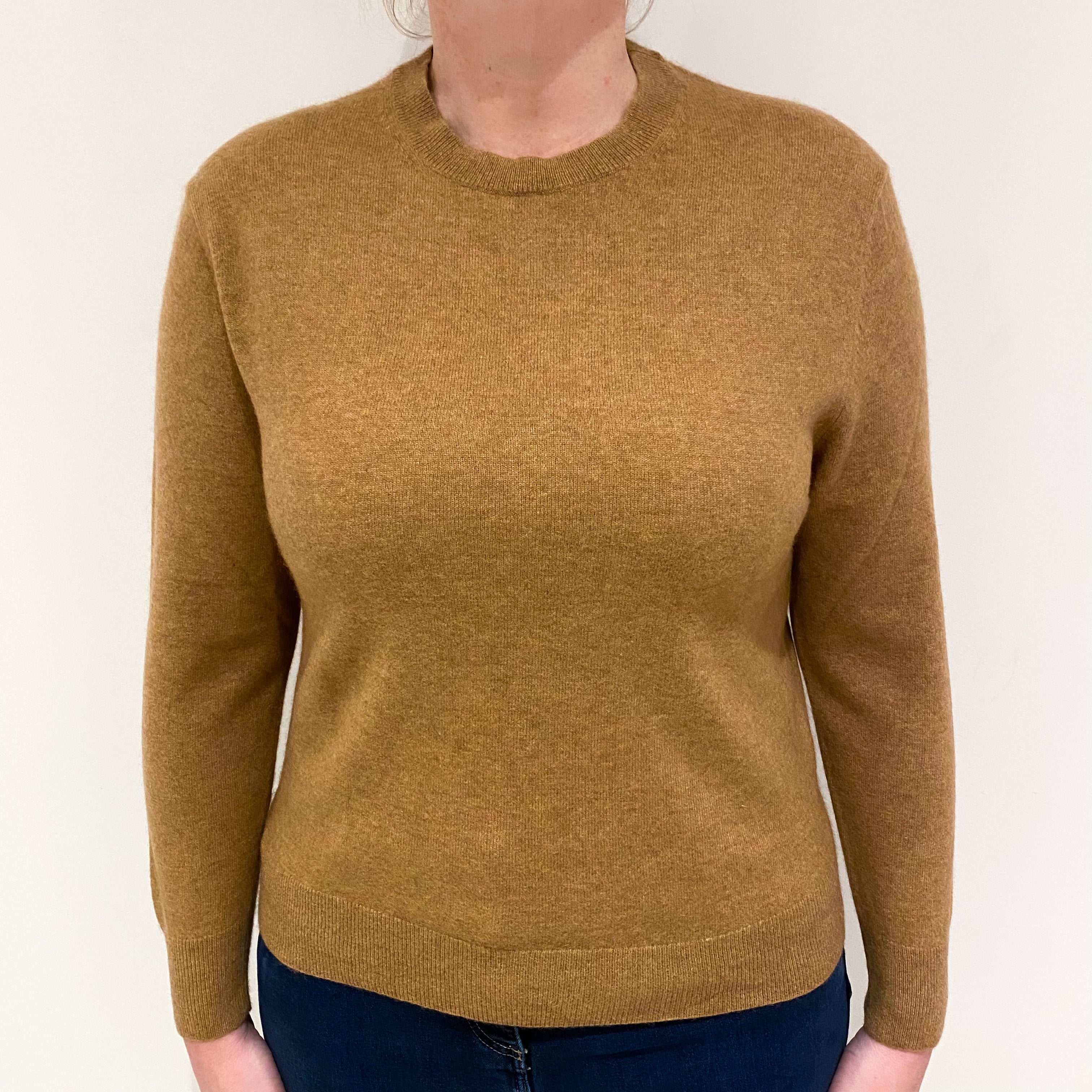 Butterscotch Brown Cashmere Crew Neck Jumper Large