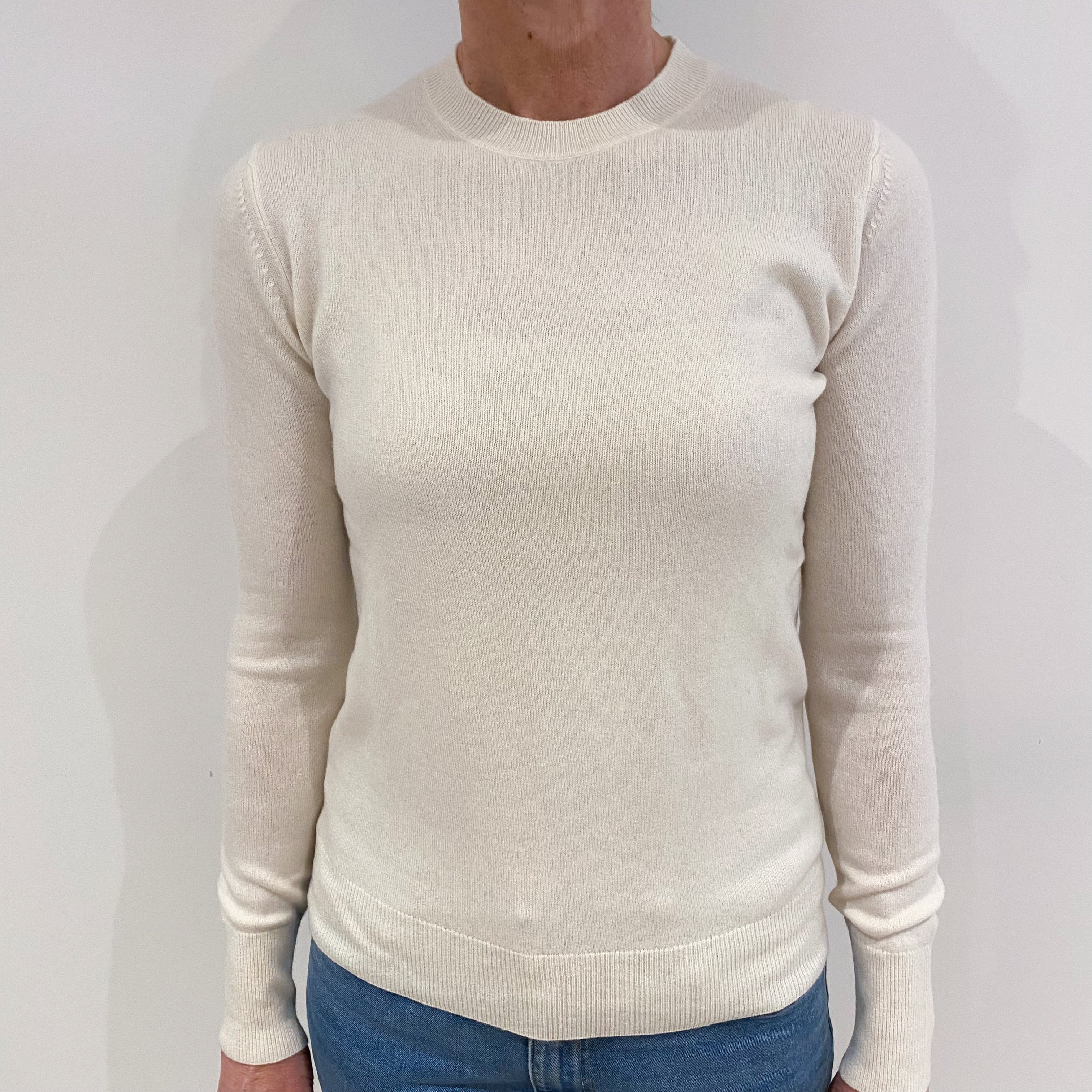 Winter White Cashmere Crew Neck Jumper Small