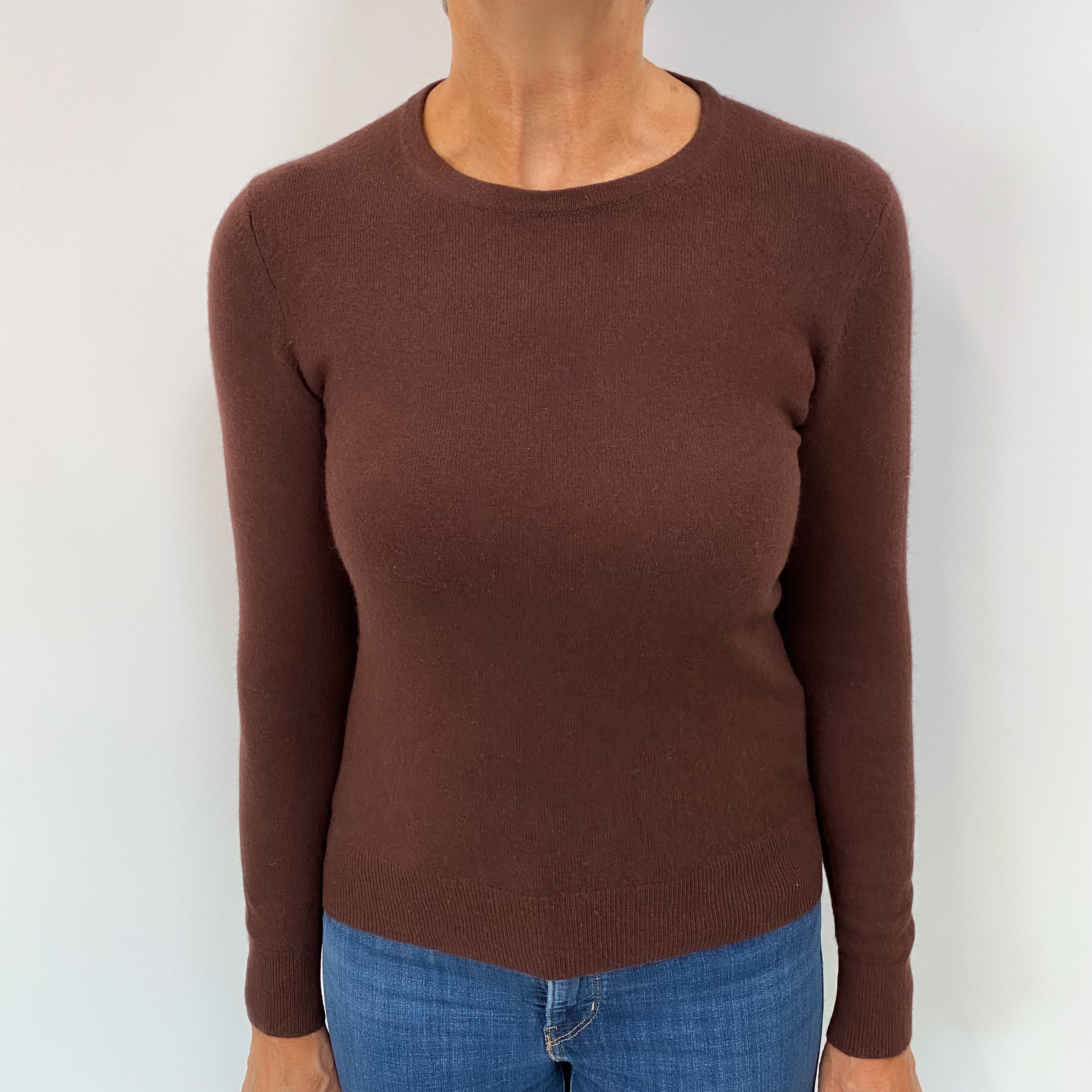 Maroon Brown Cashmere Crew Neck Jumper Medium