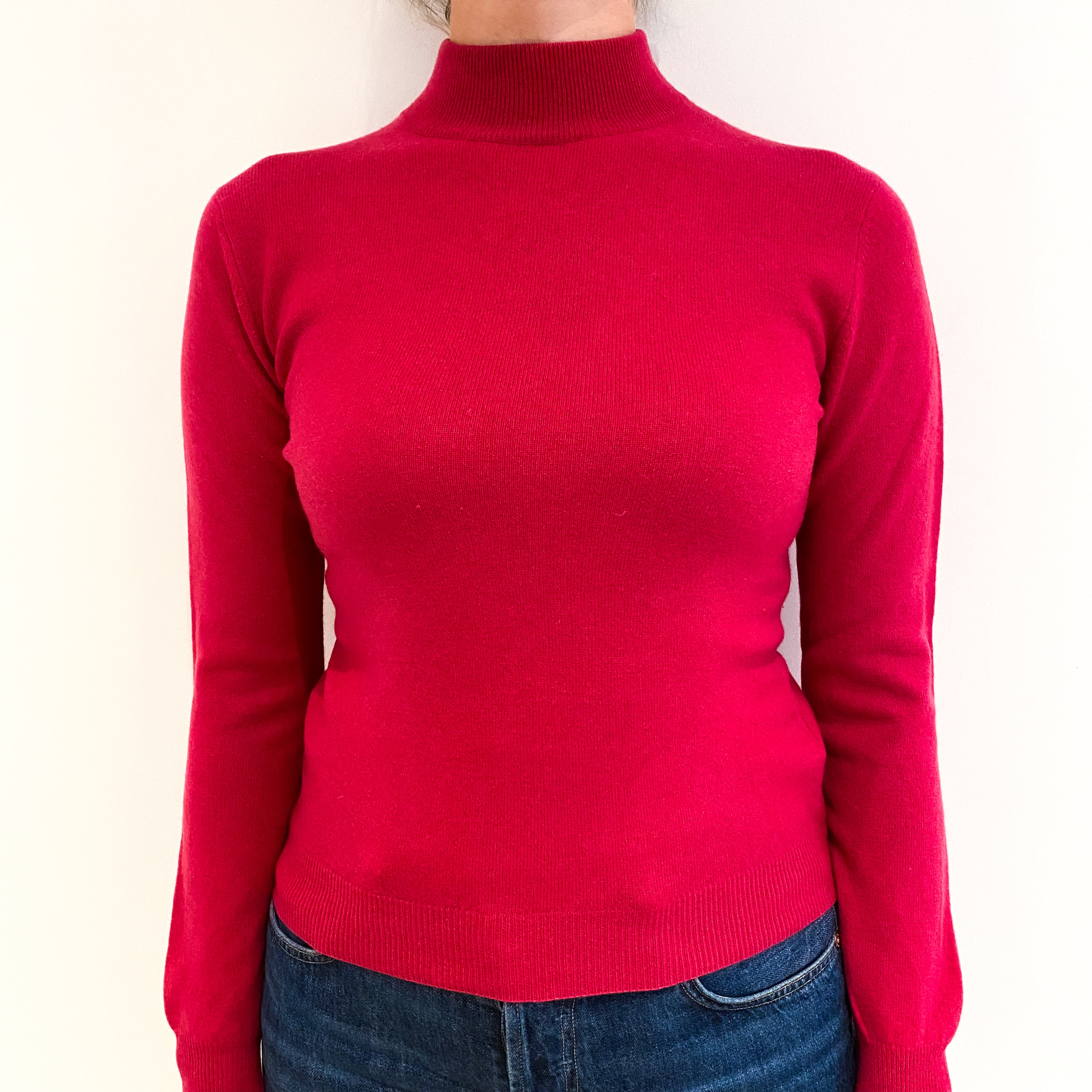 Cherry Pink Cashmere Turtle Neck Jumper Small