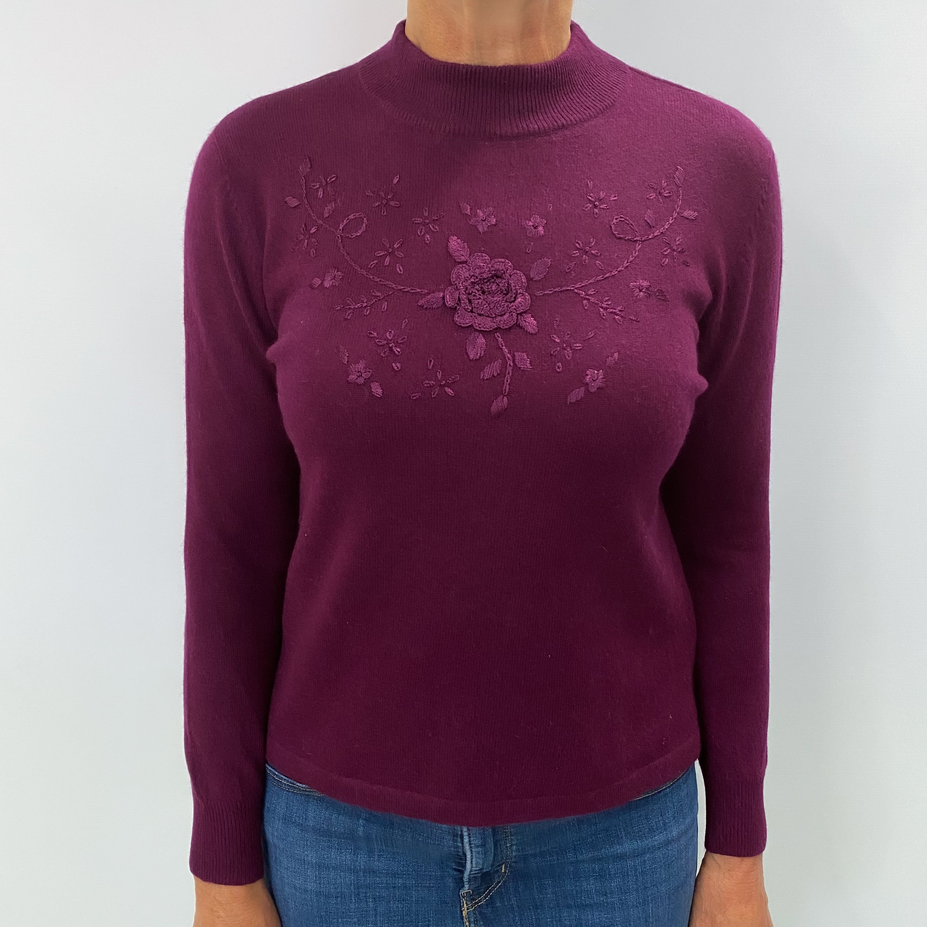 Mulberry Purple Cashmere Turtle Neck Jumper Medium