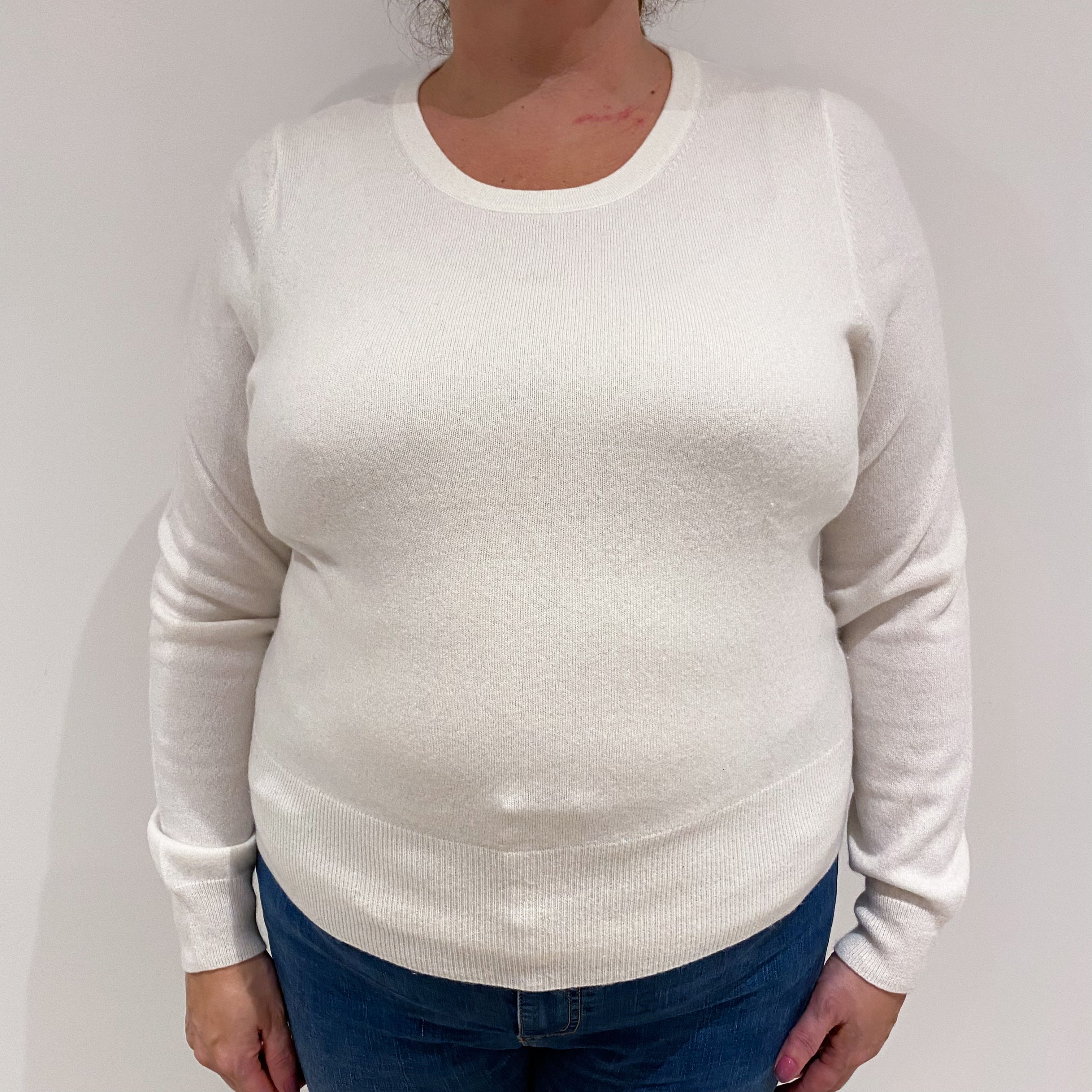 Winter White Cashmere Crew Neck Jumper Extra Large