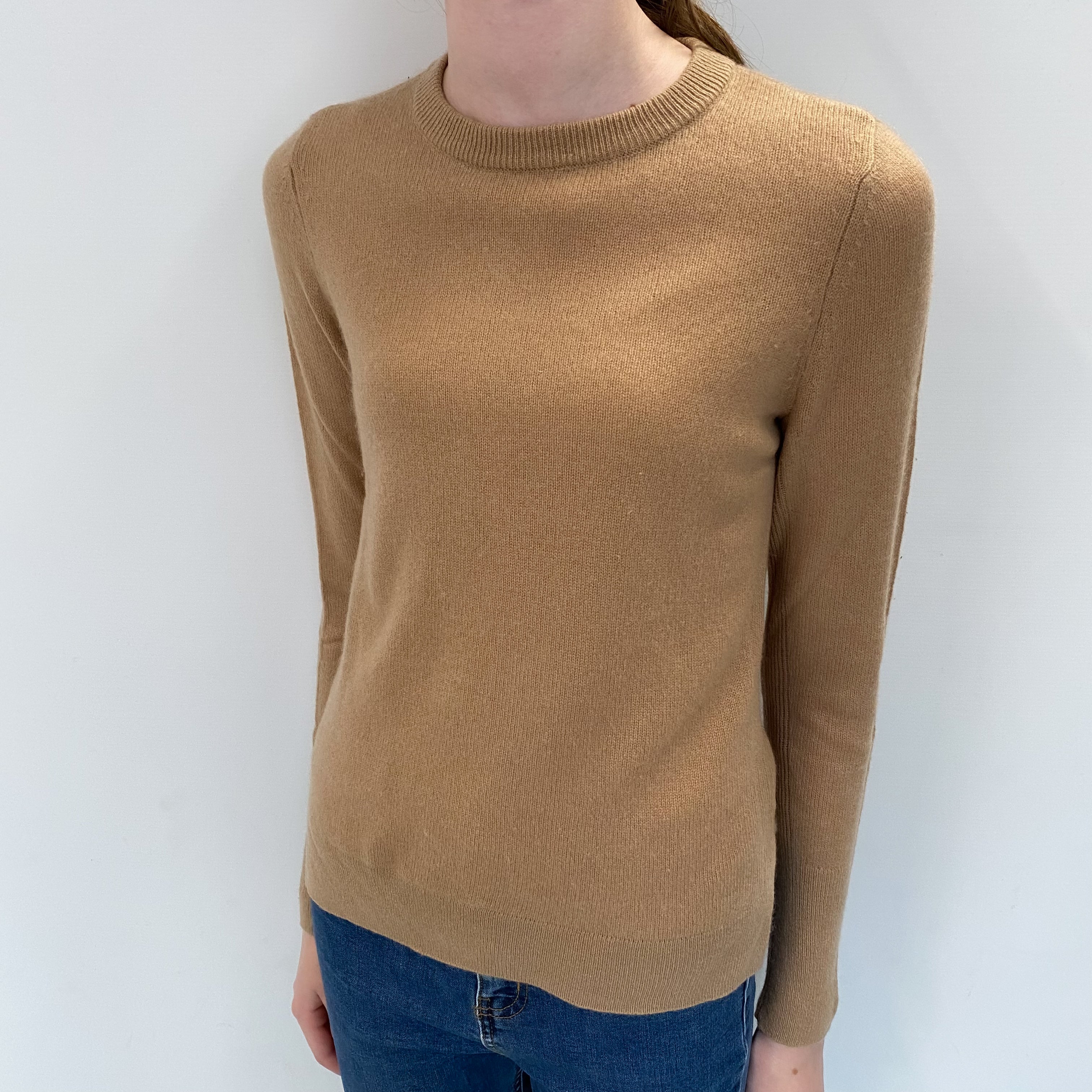 Caramel Brown Cashmere Crew Neck Jumper Extra Small