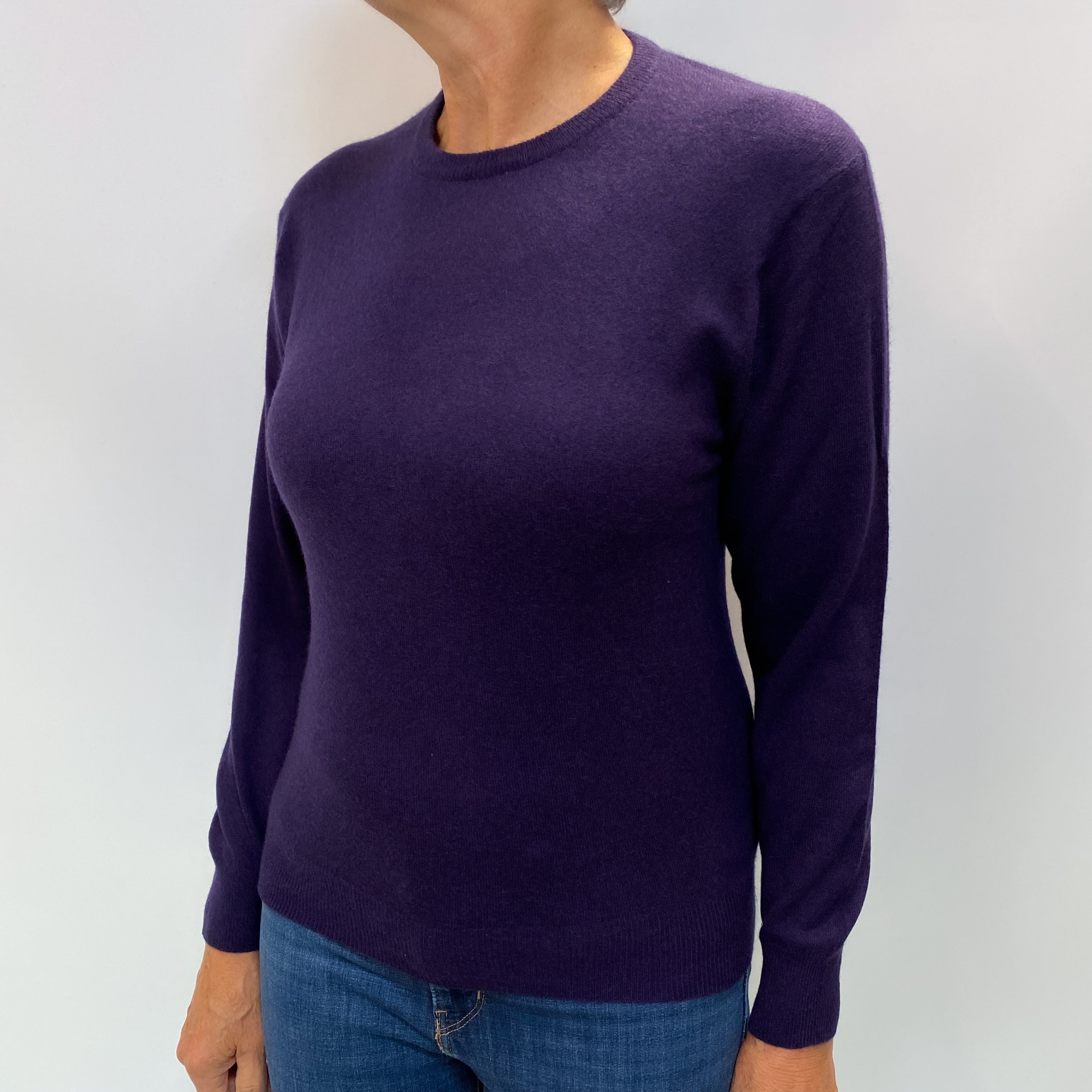 Grape Purple Cashmere Crew Neck Jumper Medium