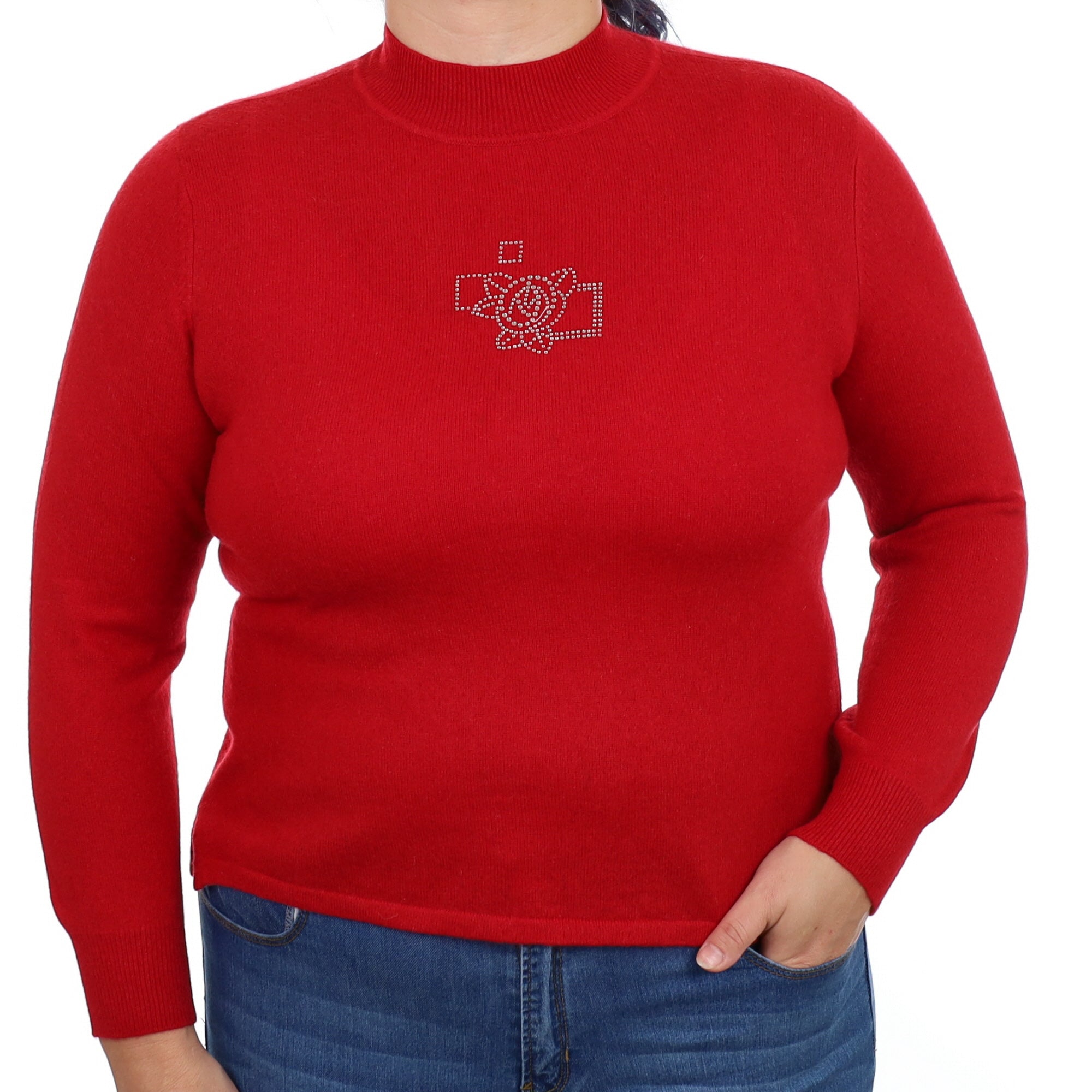 Post Box Red Cashmere Turtle Neck Jumper Large