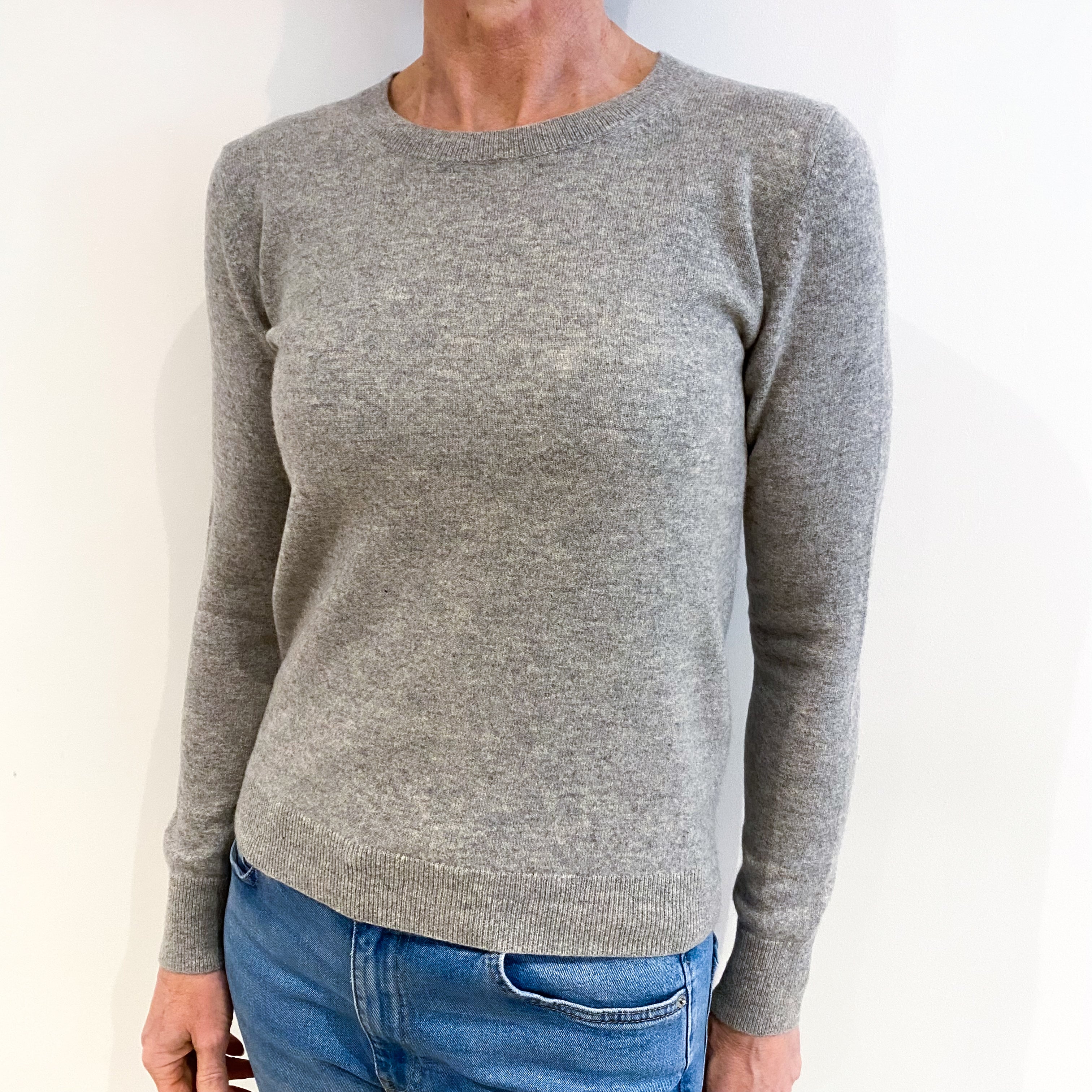 Smoke Grey Cashmere Crew Neck Jumper Small