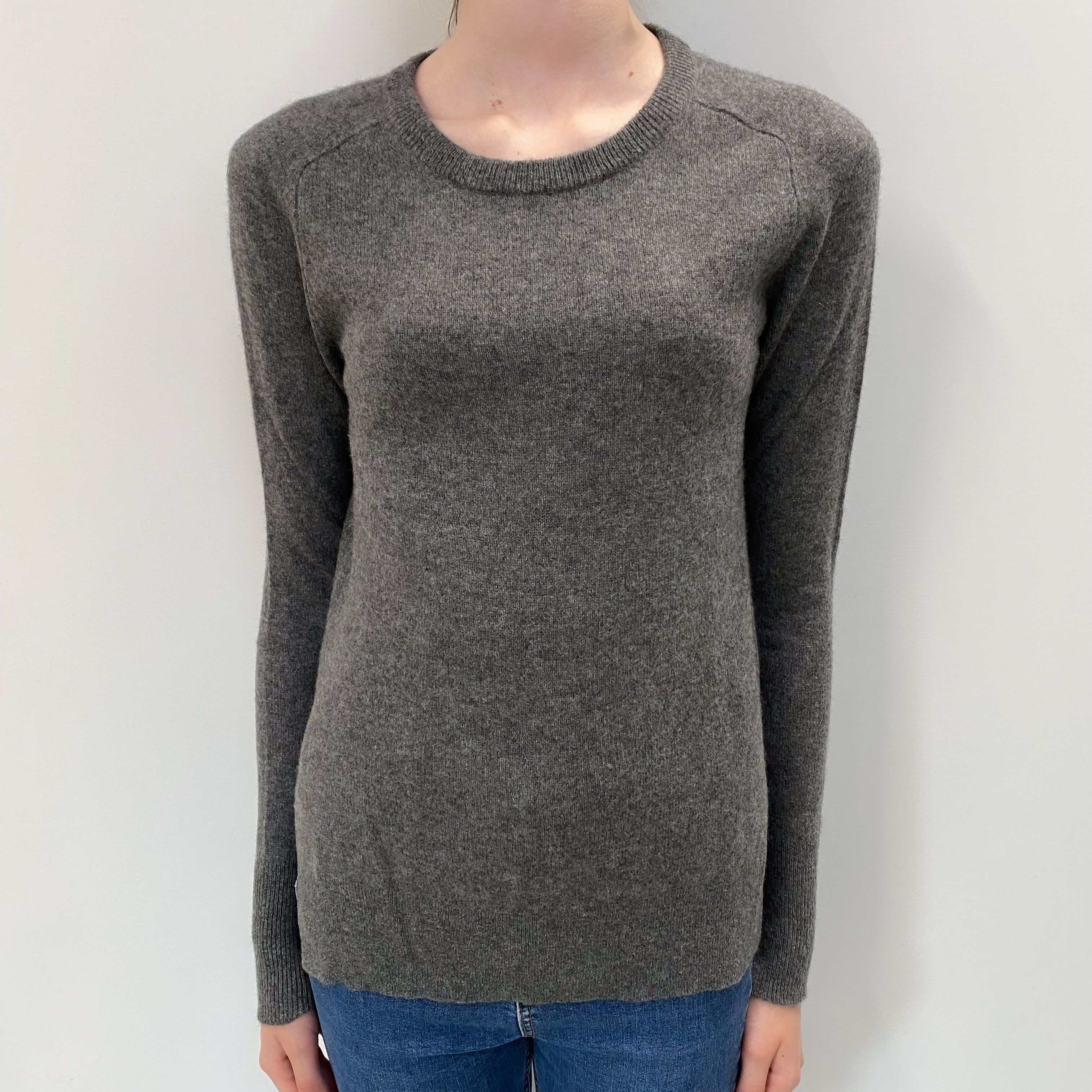 Slate Grey Cashmere Crew Neck Jumper Extra Small