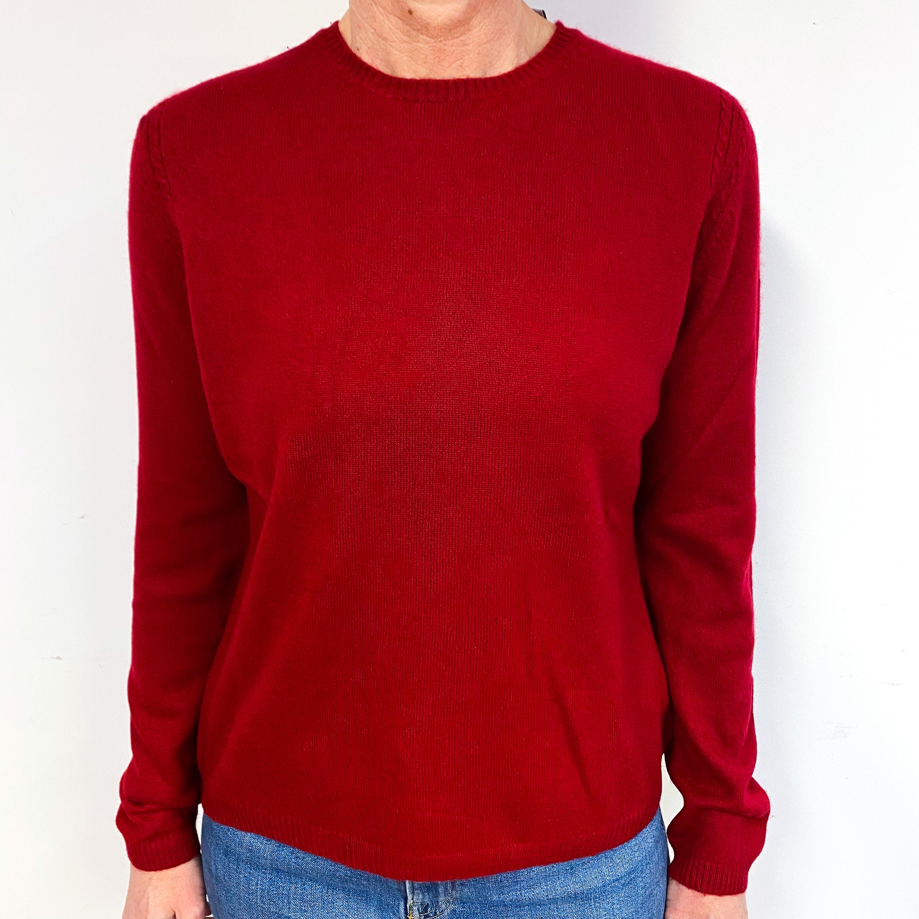 Crimson Red Cashmere Crew Neck Jumper Medium