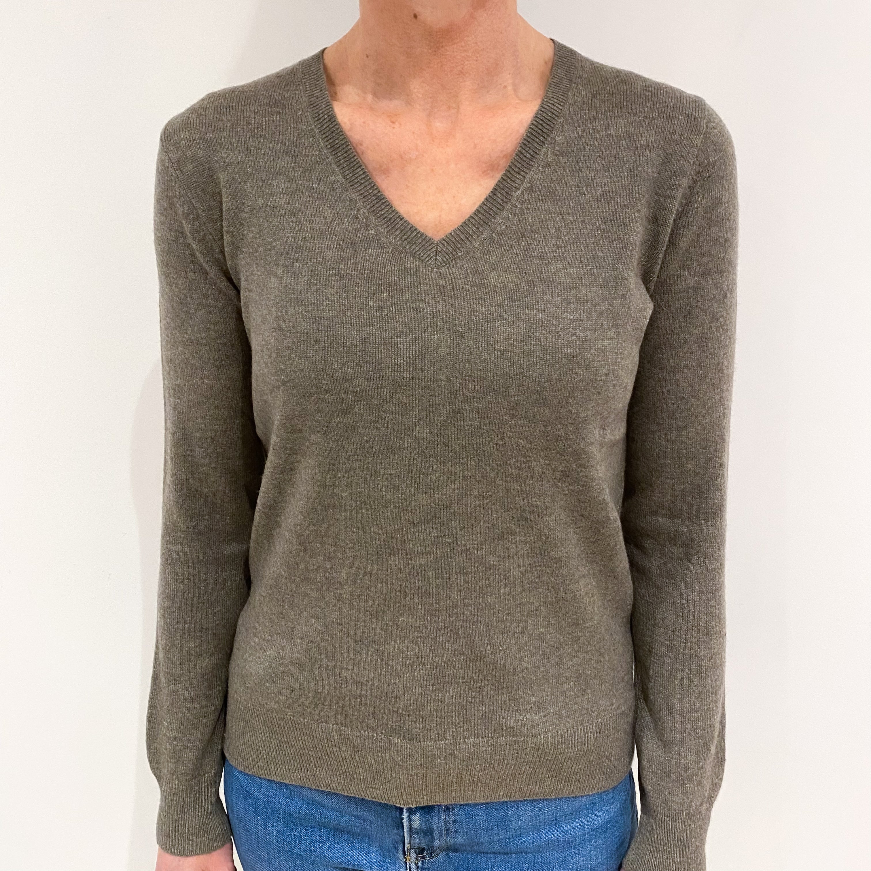 Donkey Brown Cashmere V Neck Jumper Small