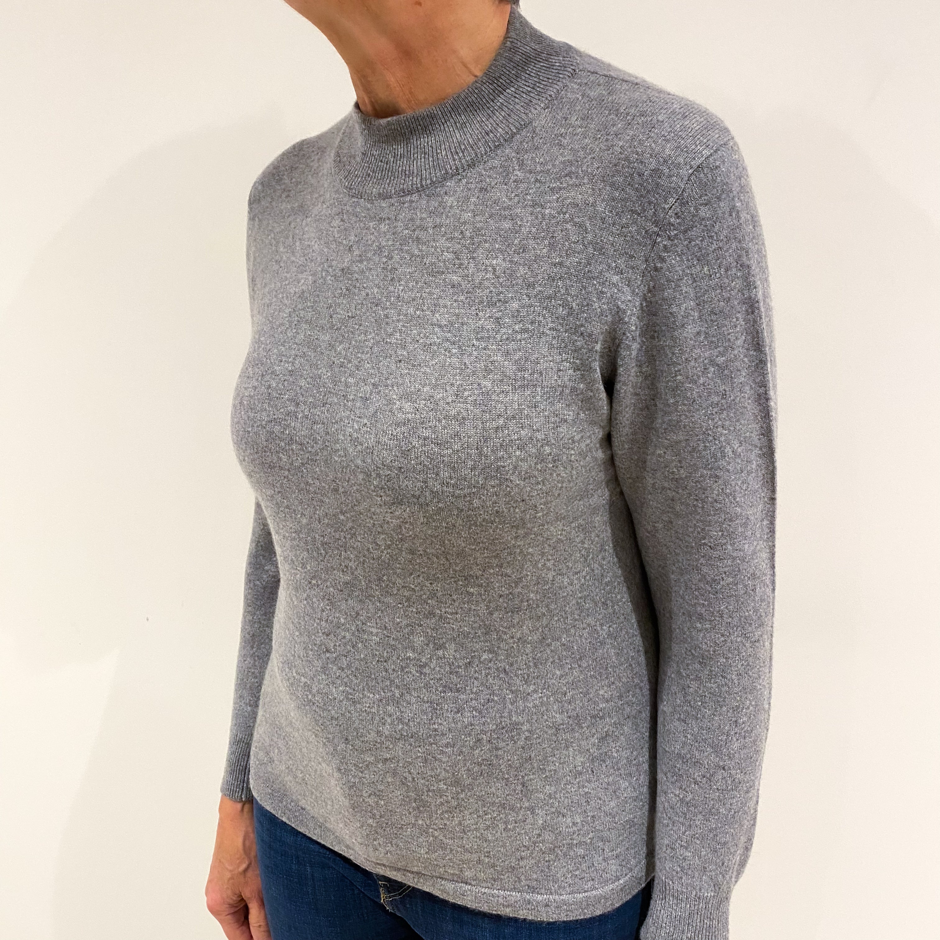 Ash Grey Cashmere Turtle Neck Jumper Medium