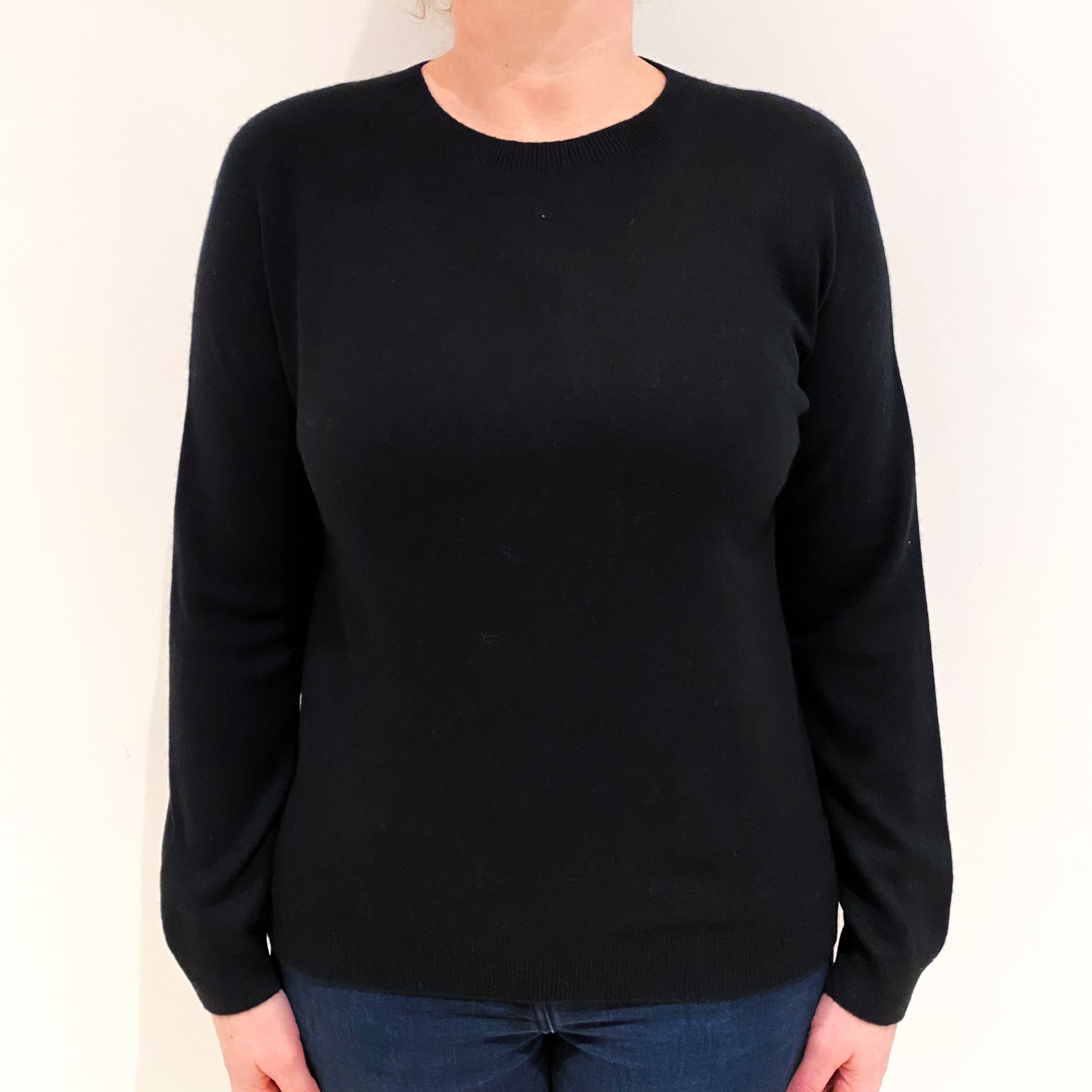 Black Cashmere Crew Neck Jumper Large