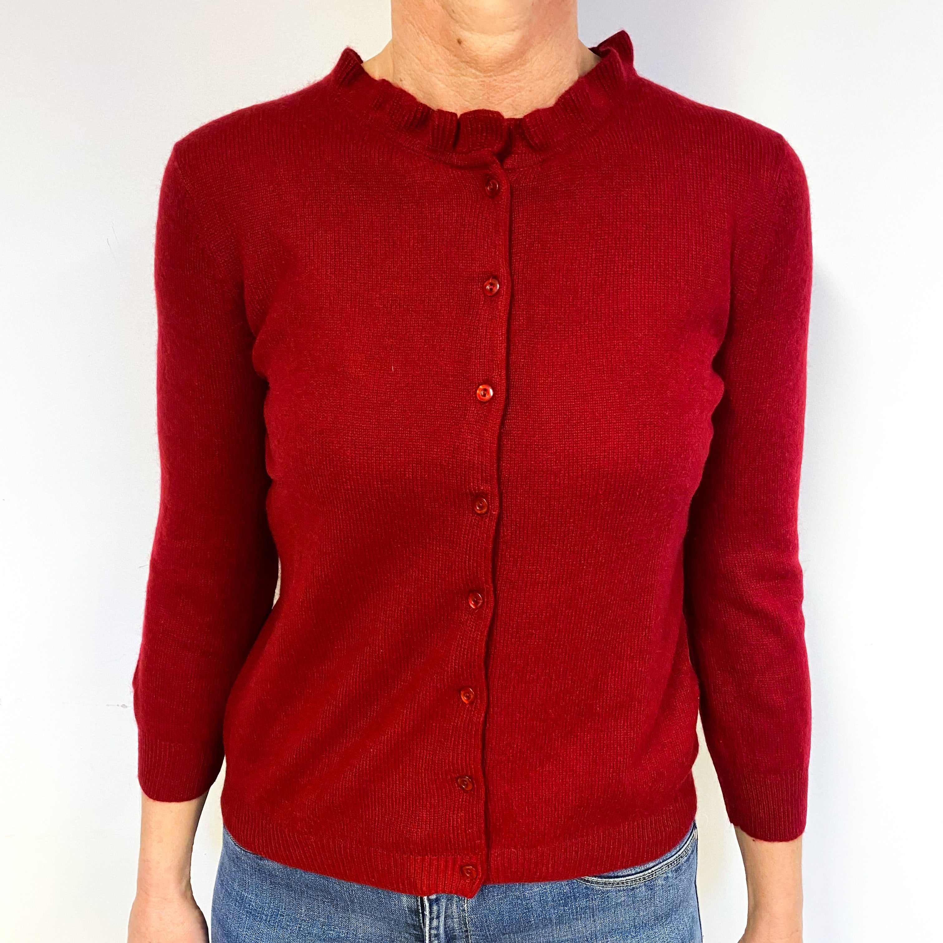 Crimson Red Cashmere Cardigan Medium