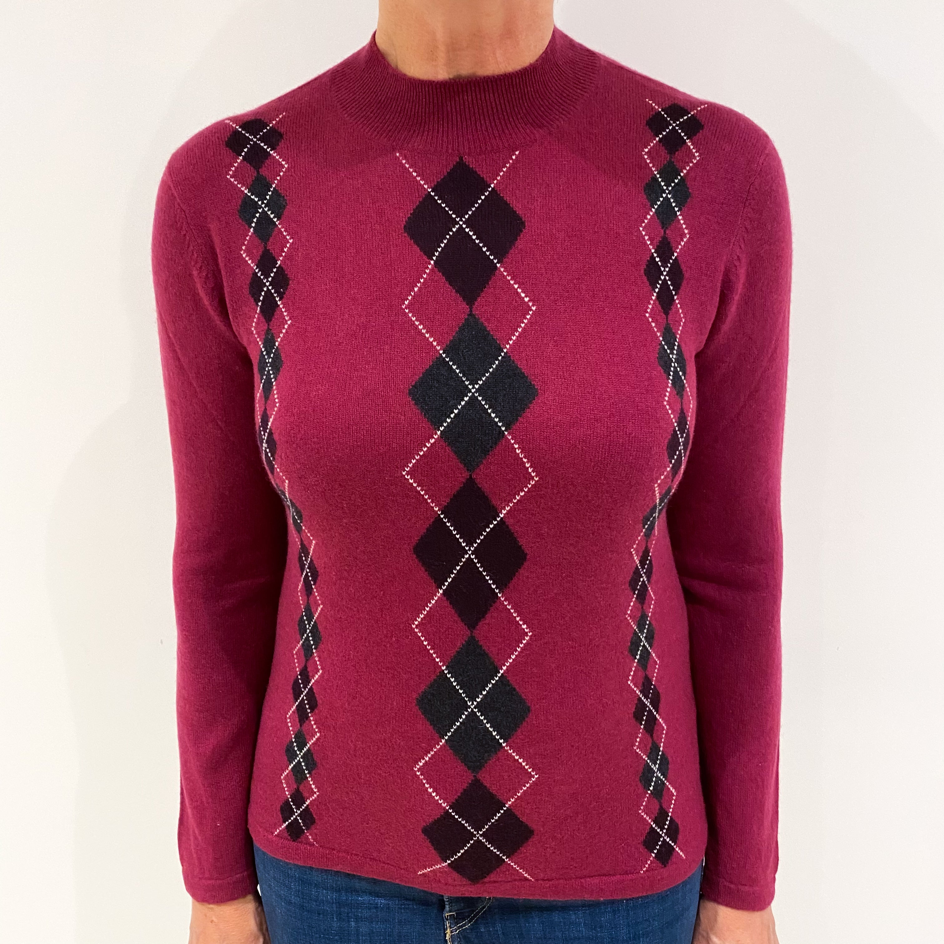 Rouge Pink Cashmere Turtle Neck Jumper Medium