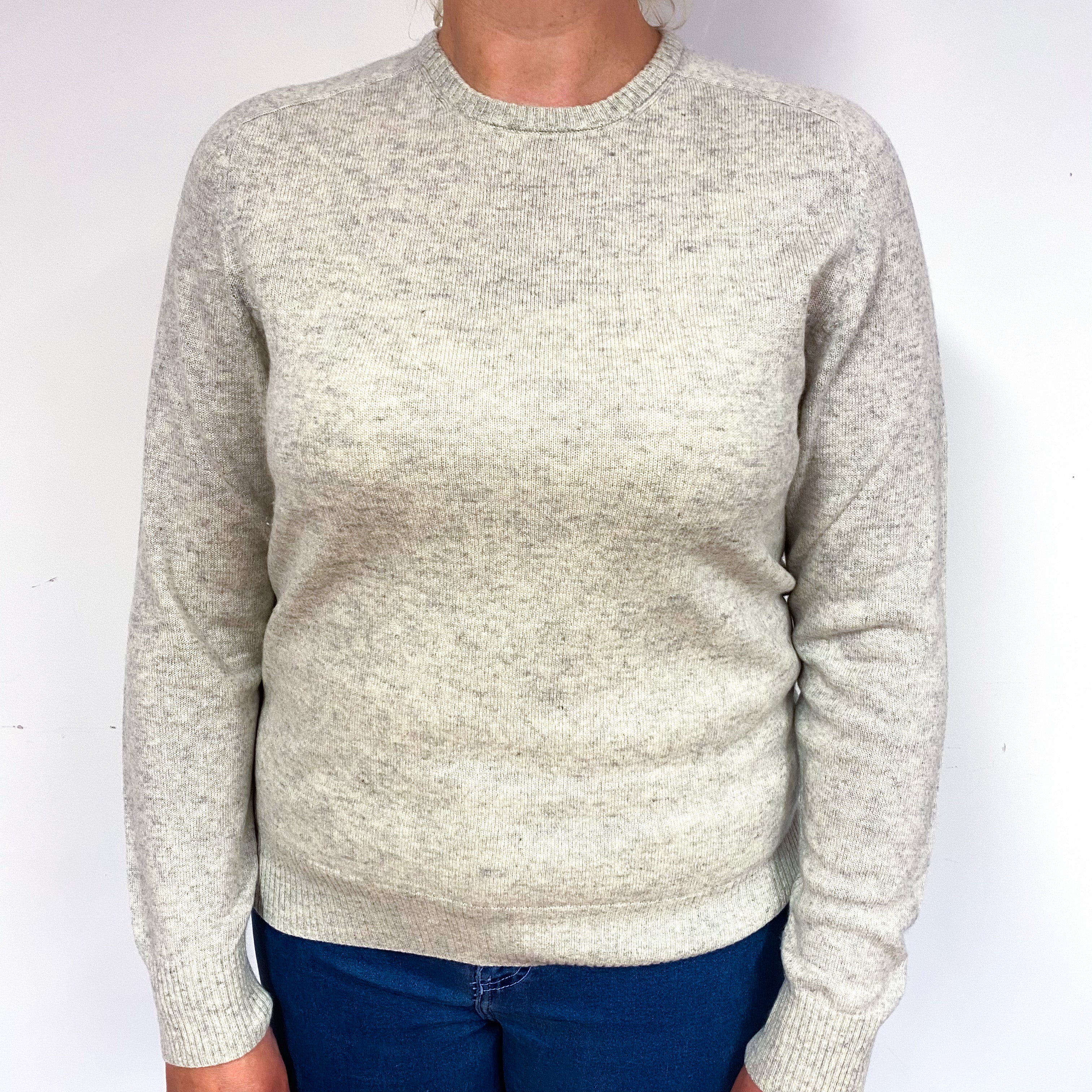 Mist Grey Cashmere Crew Neck Jumper Large