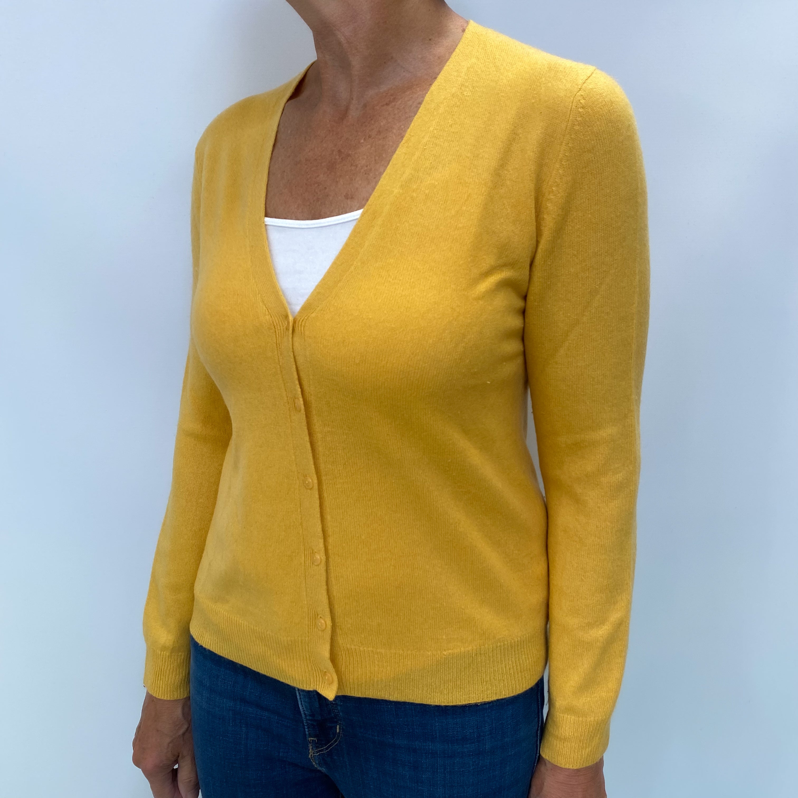 Marigold Cashmere V Neck Cardigan Medium