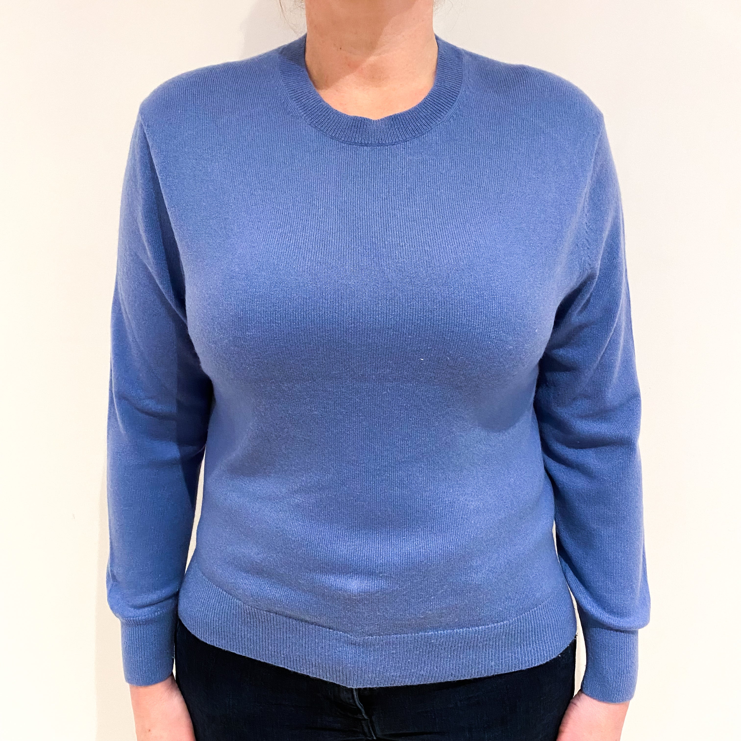 Denim Blue Cashmere Crew Neck Jumper Large