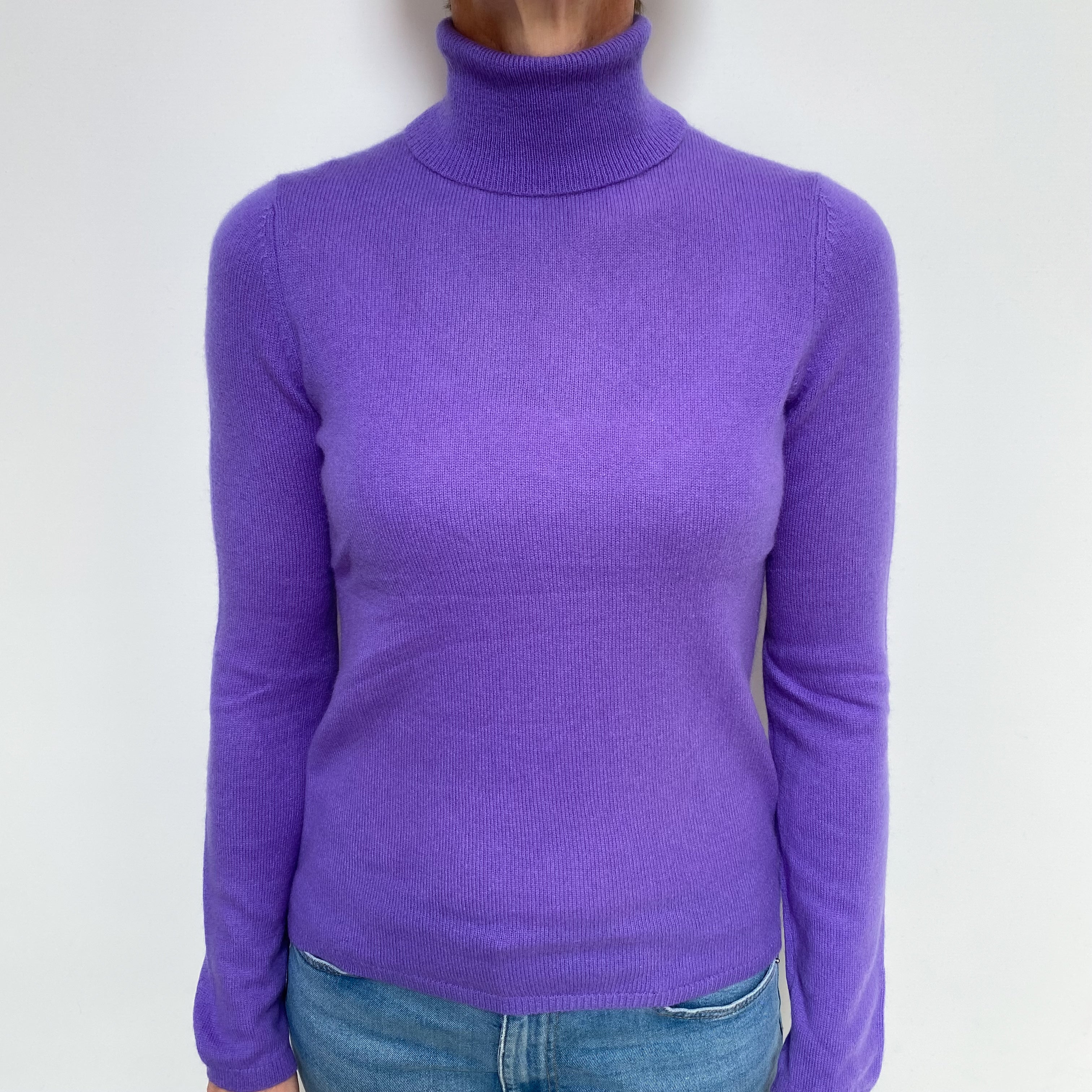 Violet Purple Cashmere Polo Neck Jumper Small