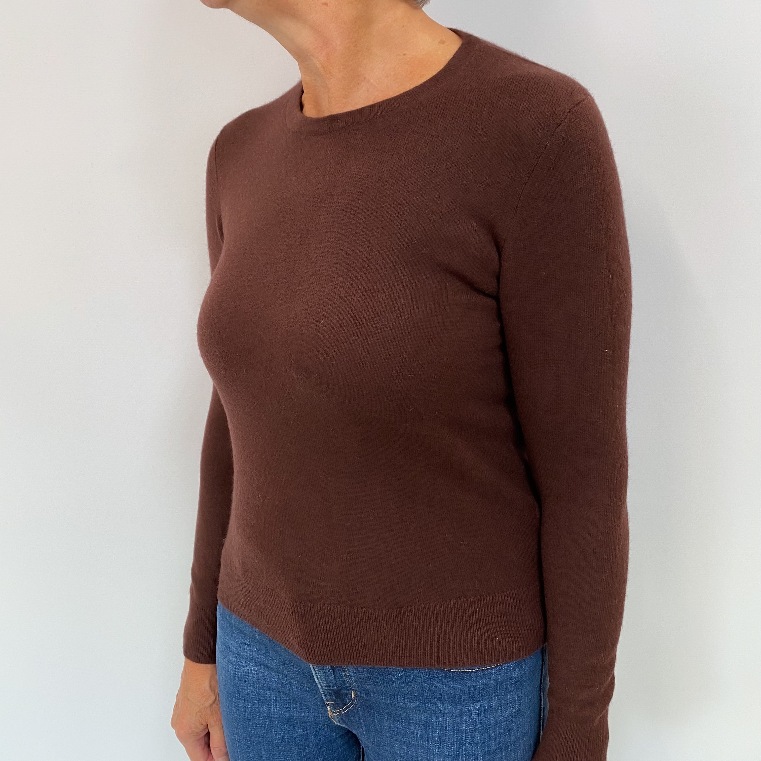 Maroon Brown Cashmere Crew Neck Jumper Medium