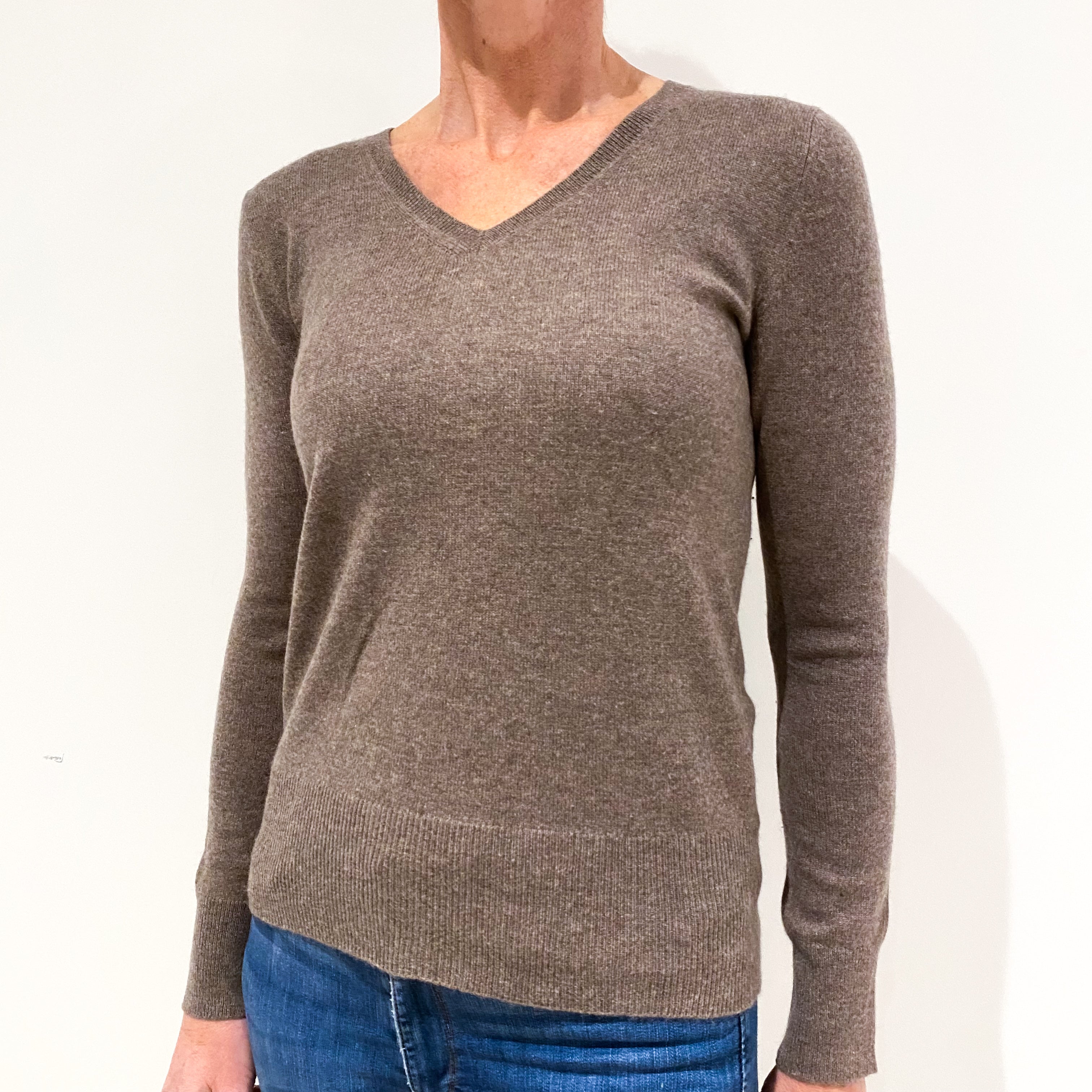 Donkey Brown Cashmere V-Neck Jumper Small