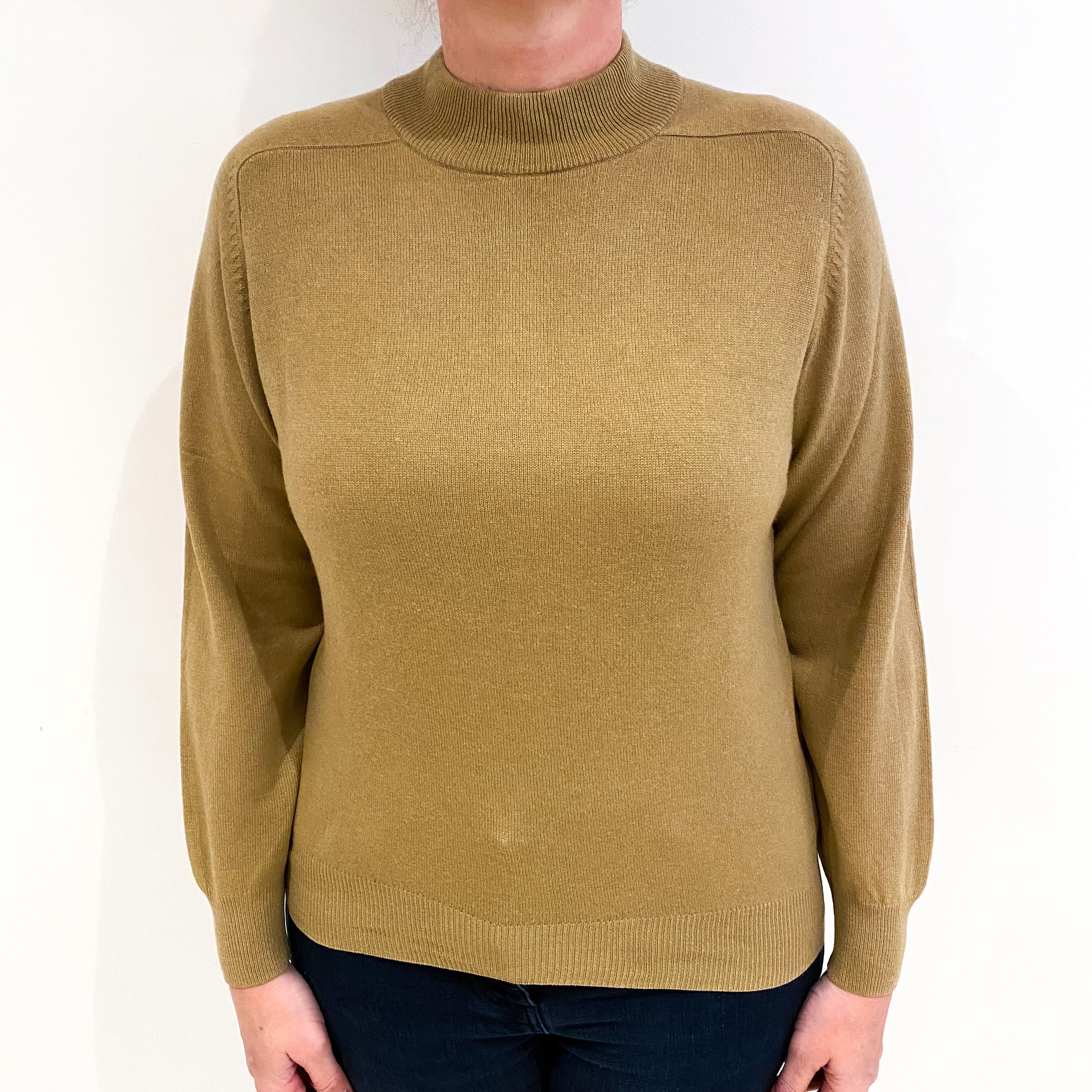 Caramel Brown Cashmere Turtle Neck Jumper Large