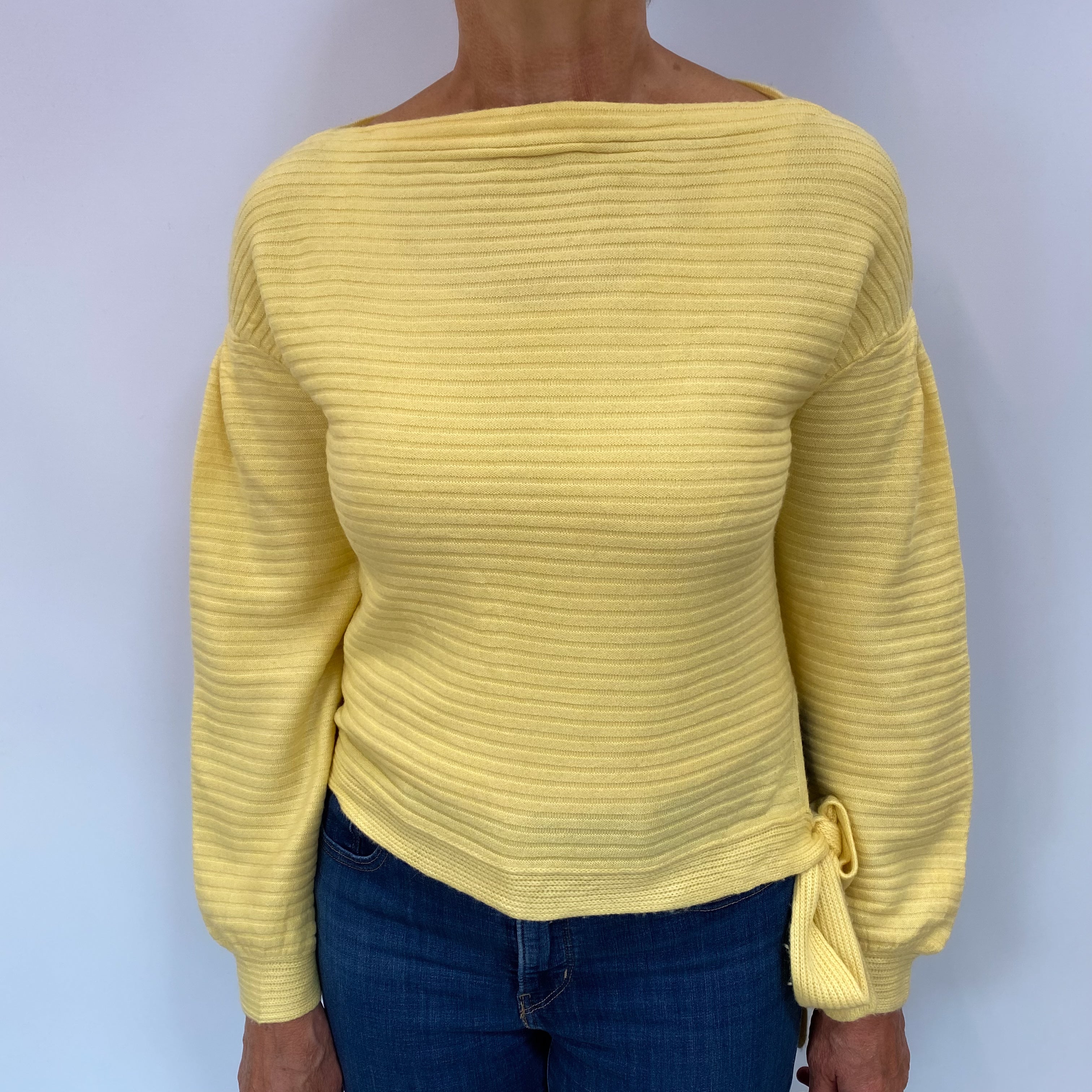 Pineapple Yellow Cashmere Slash Neck Jumper Medium