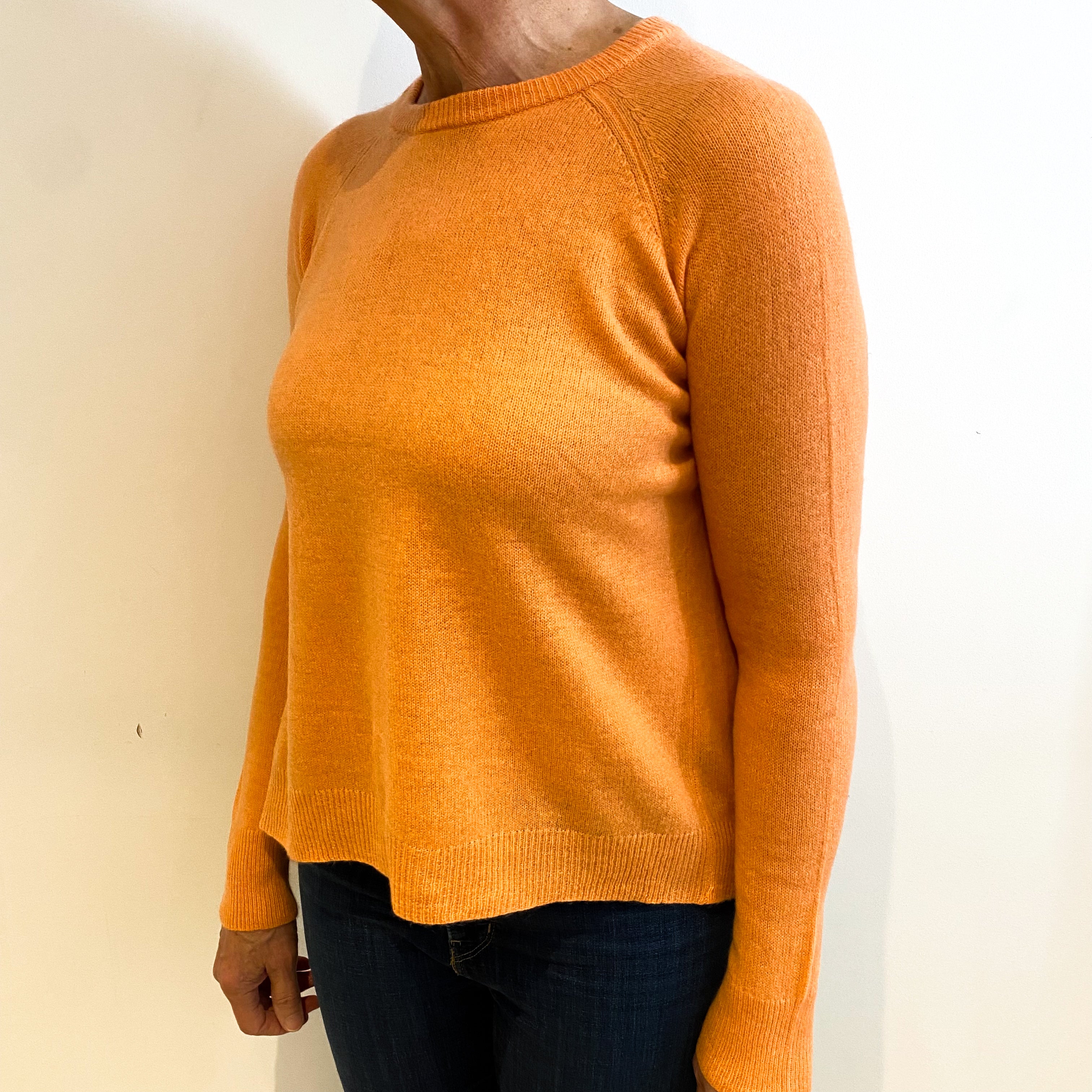 Cantaloupe Orange Cashmere Slouchy Crew Neck Jumper Medium