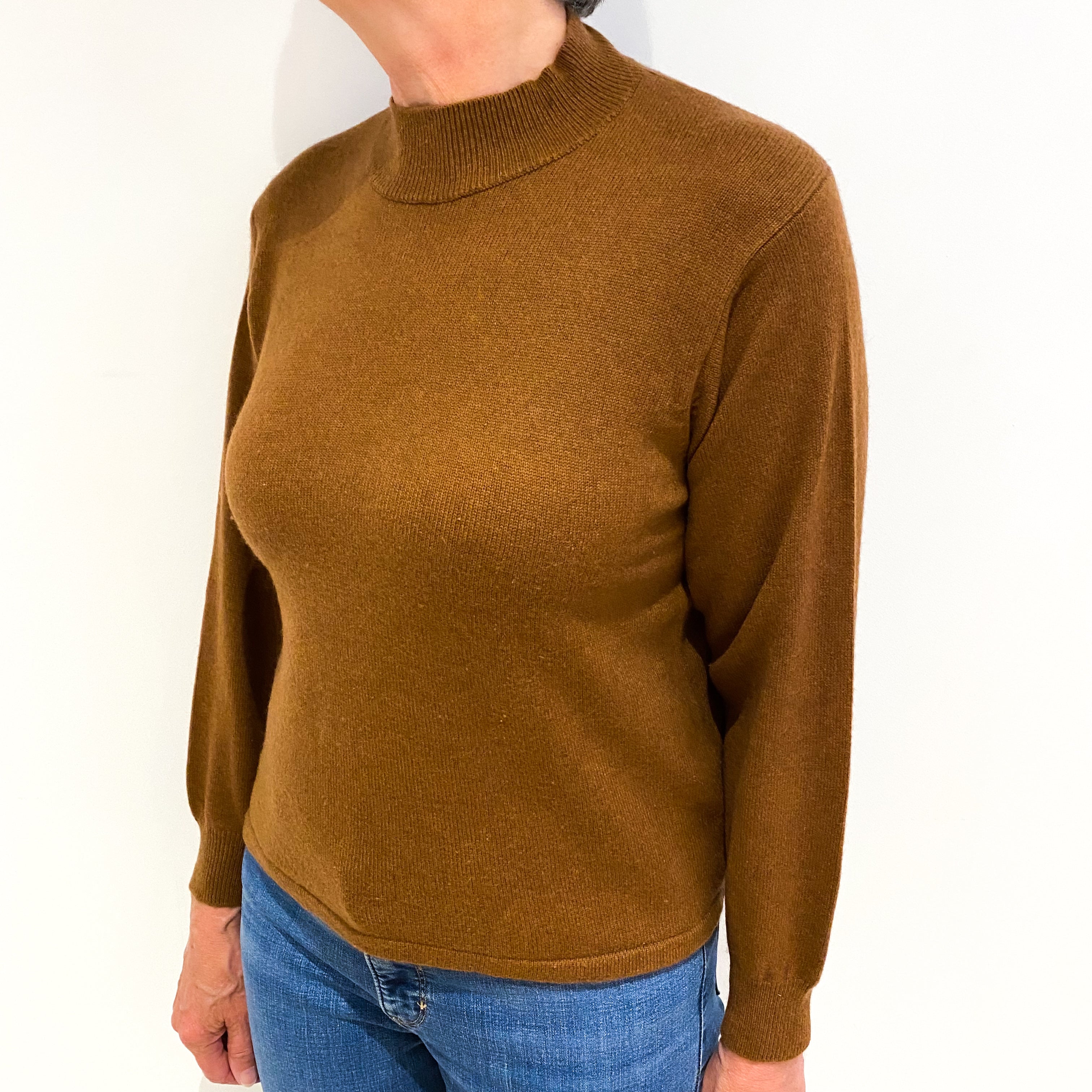 Cinnamon Brown Cashmere Turtle Neck Jumper Medium