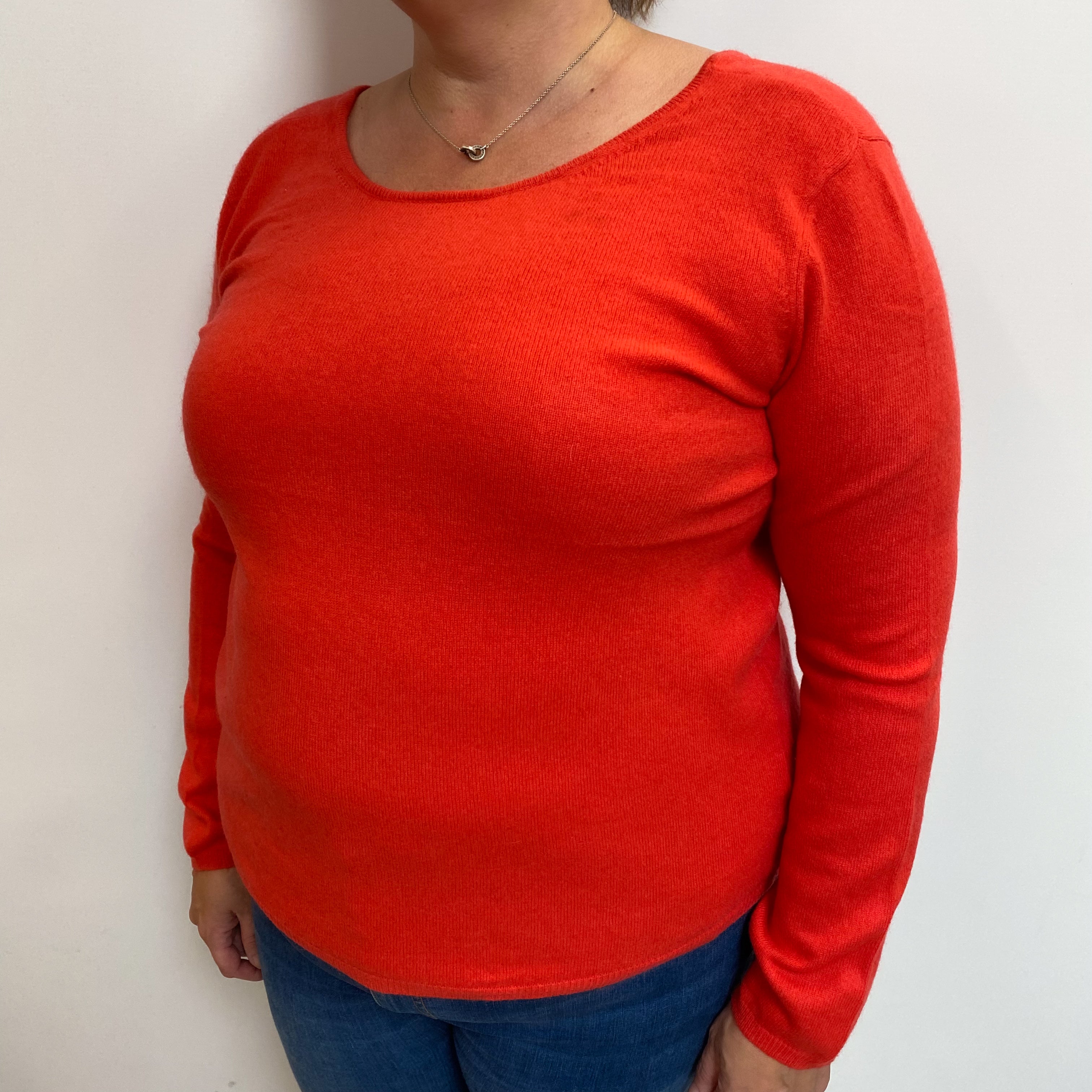 Vermilion Orange Cashmere Crew Neck Jumper Extra Large