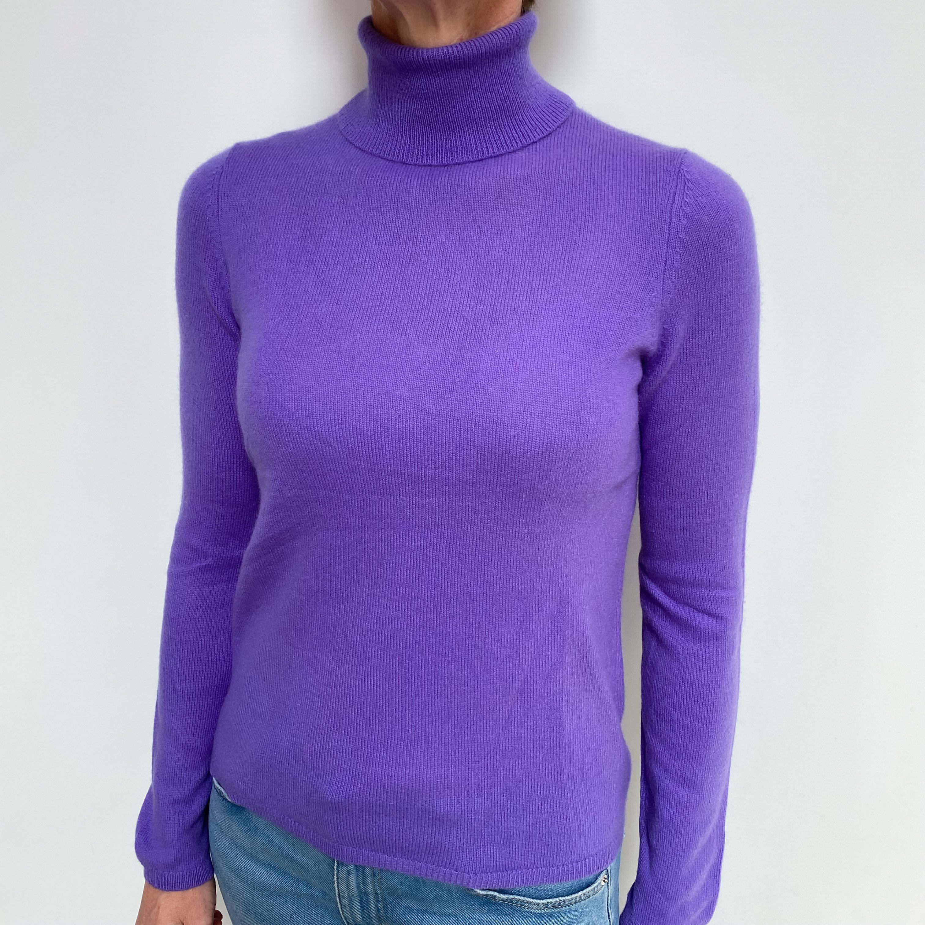 Violet Purple Cashmere Polo Neck Jumper Small