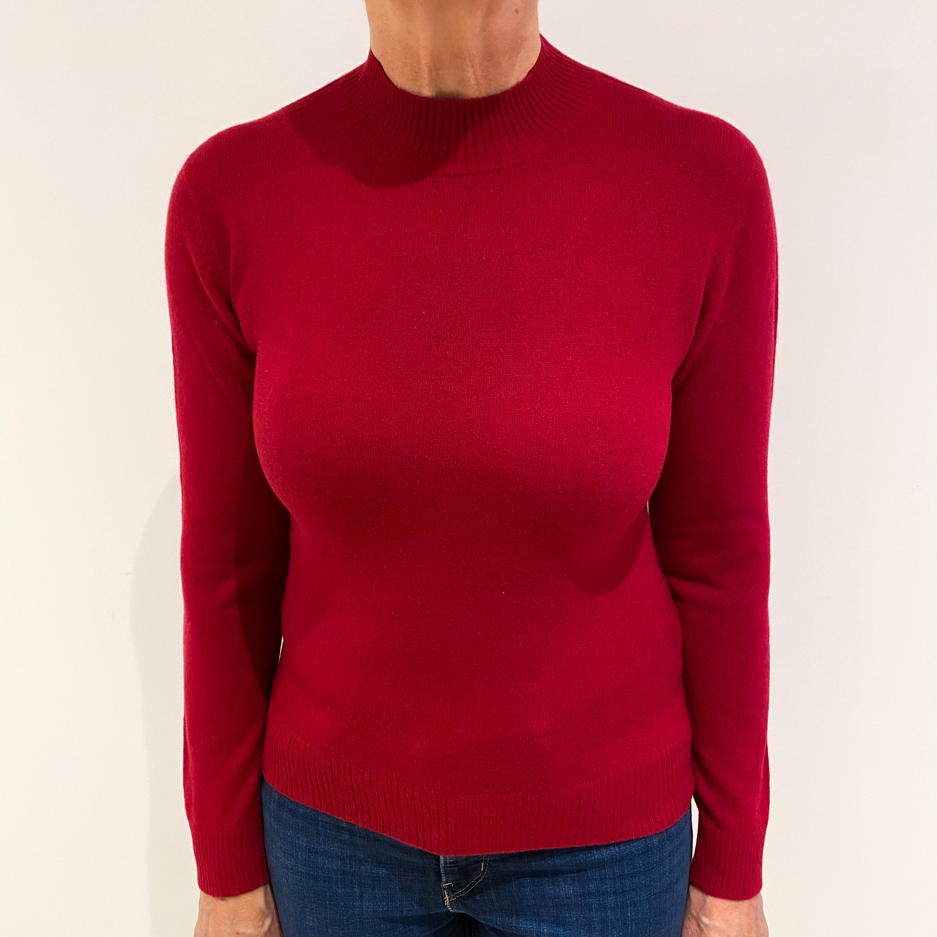 Raspberry Pink Cashmere Turtle Neck Jumper Medium