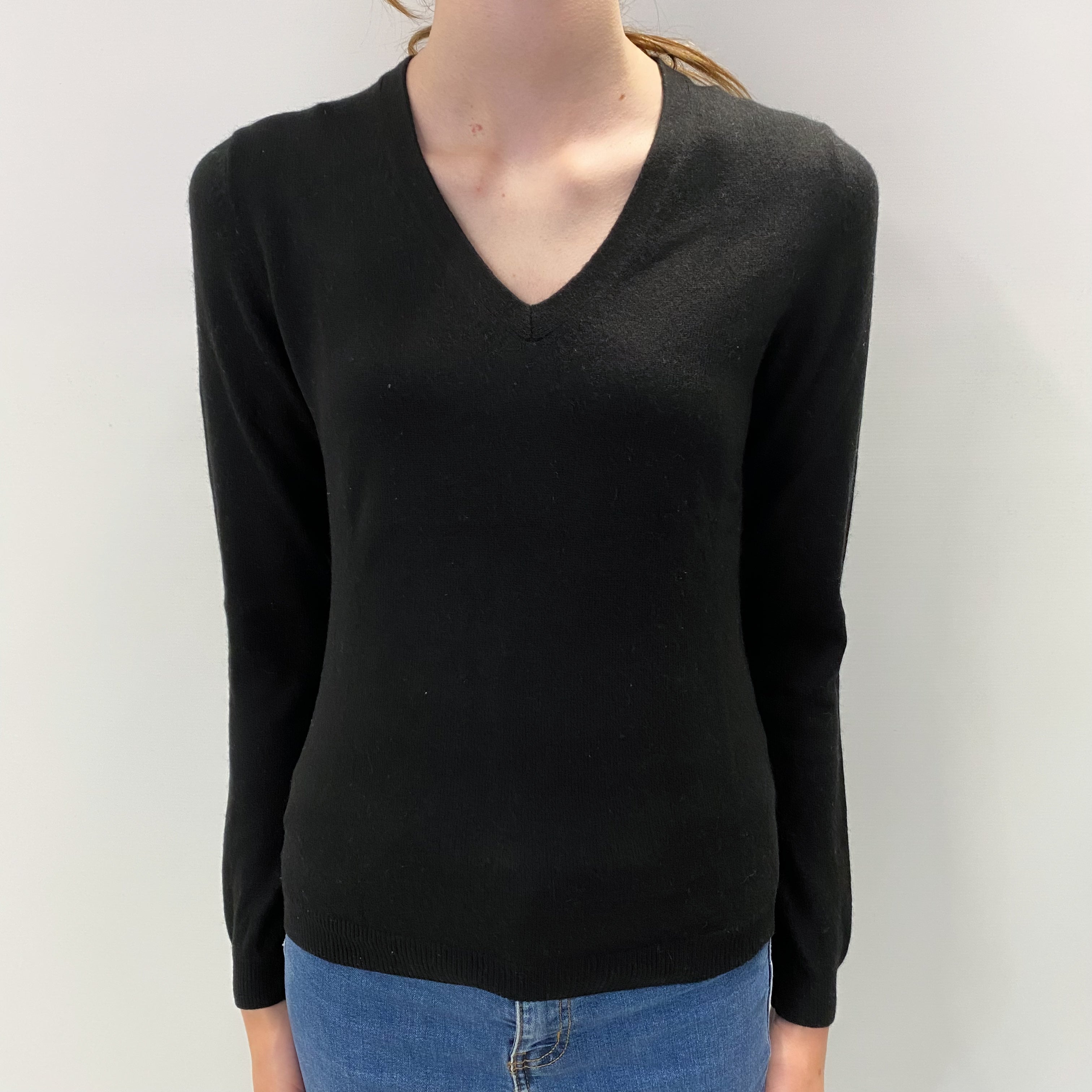 Black Cashmere V Neck Jumper Extra Small