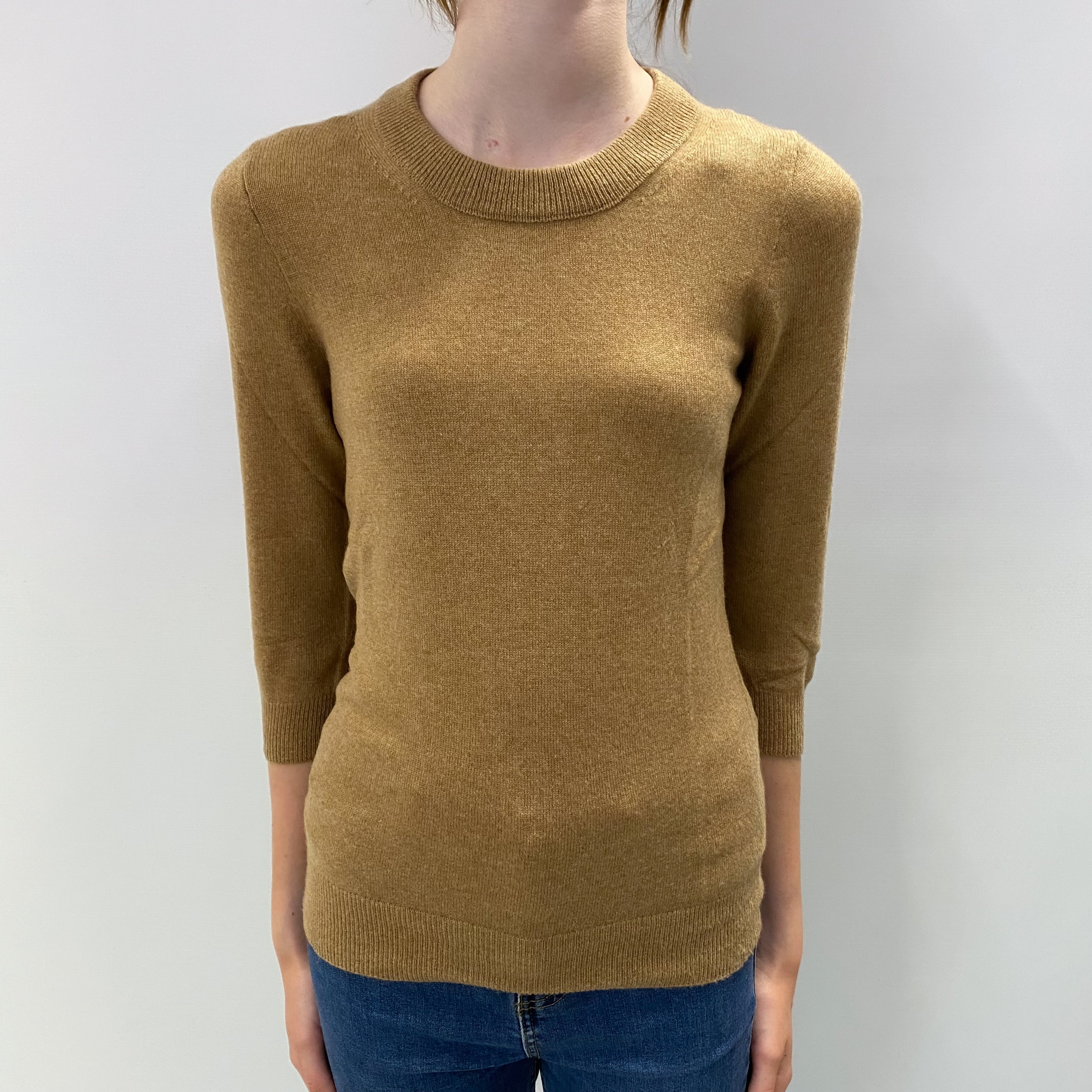 Butterscotch Brown Cashmere Crew Neck Jumper Extra Small