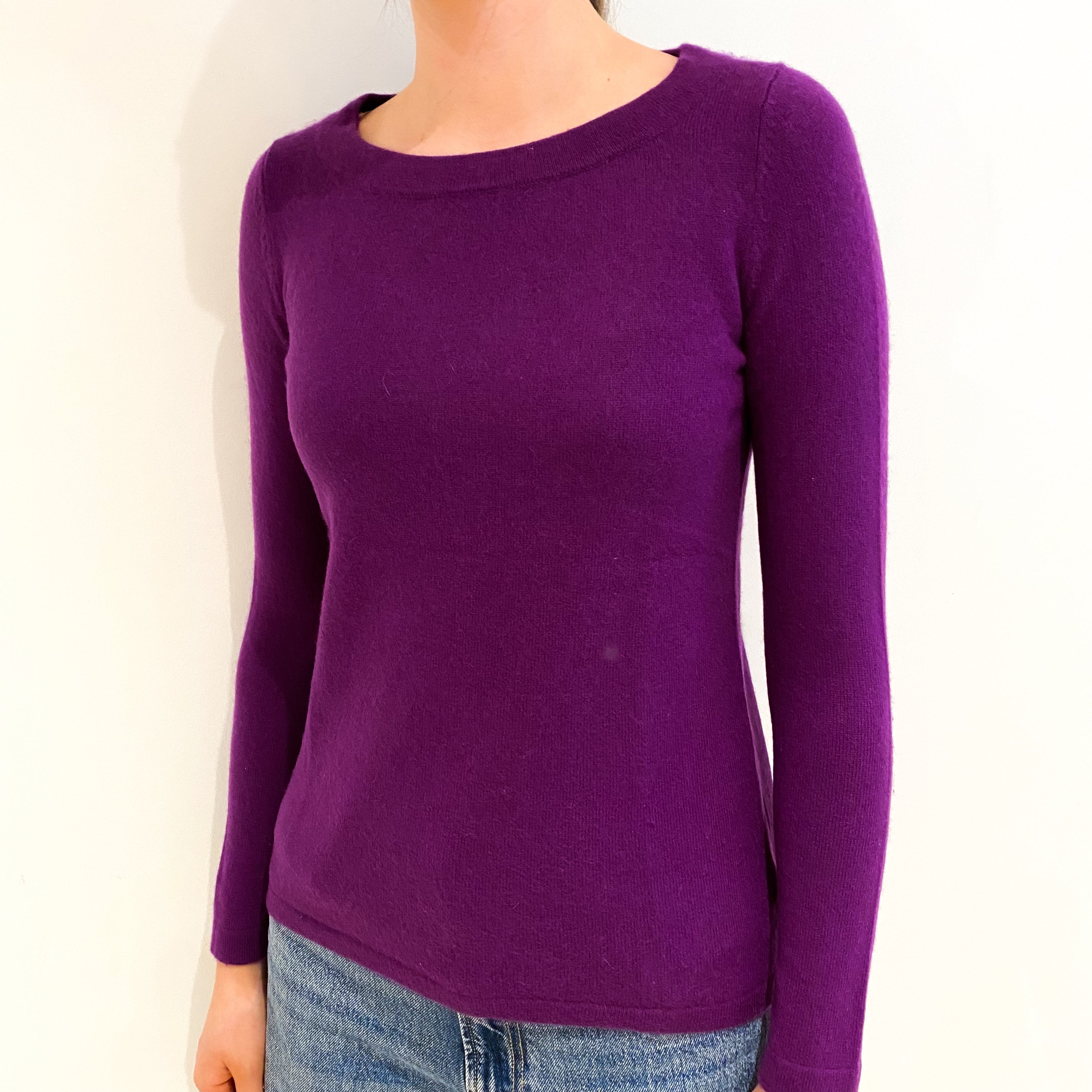 Viola Purple Cashmere Crew Neck Jumper Extra Small