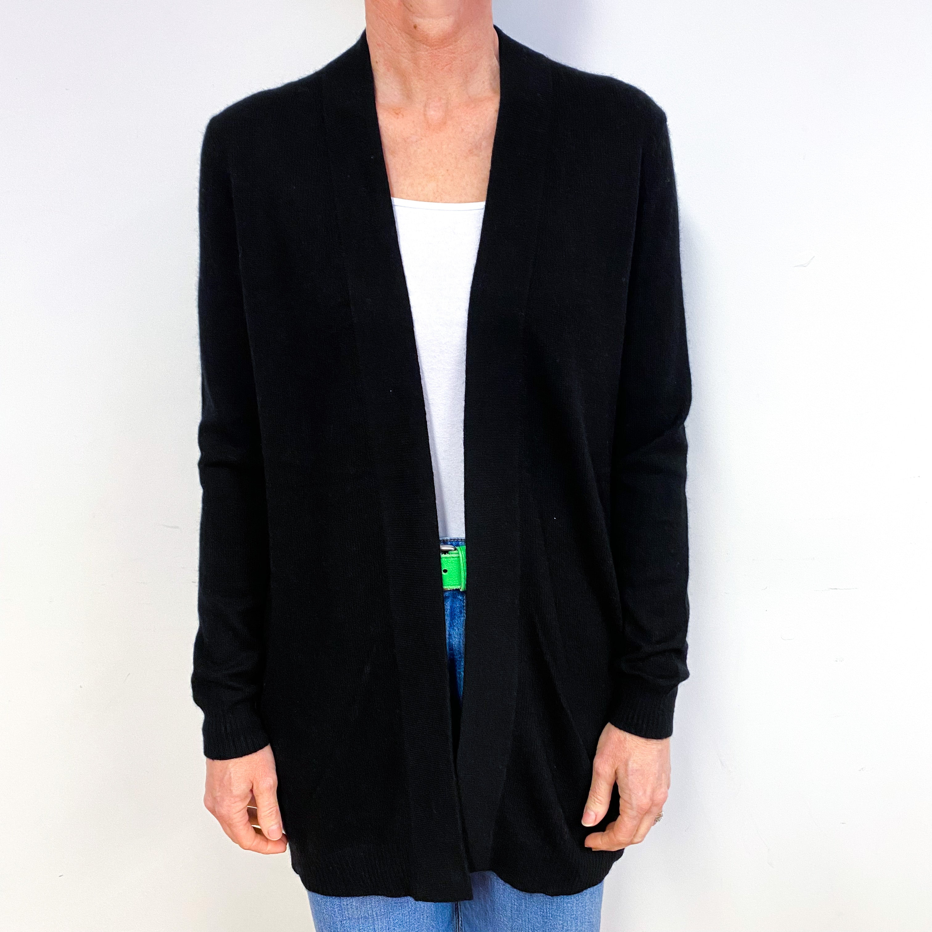 Black Cashmere Edge to Edge Cardigan Medium