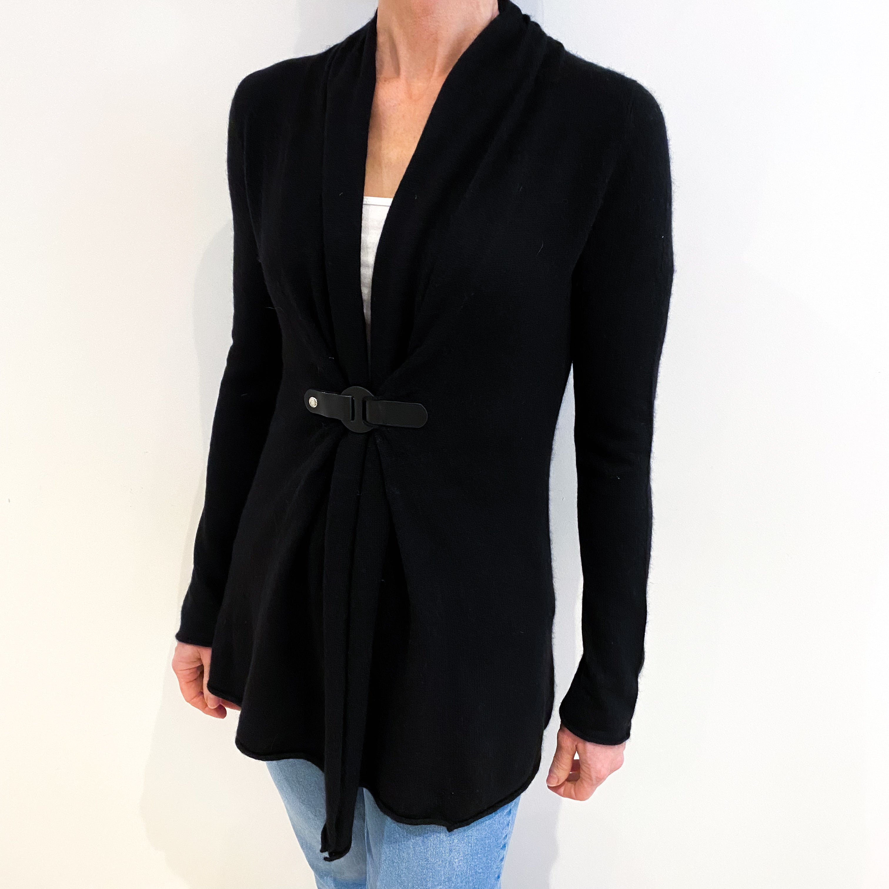 Black Cashmere V Neck Cardigan Small