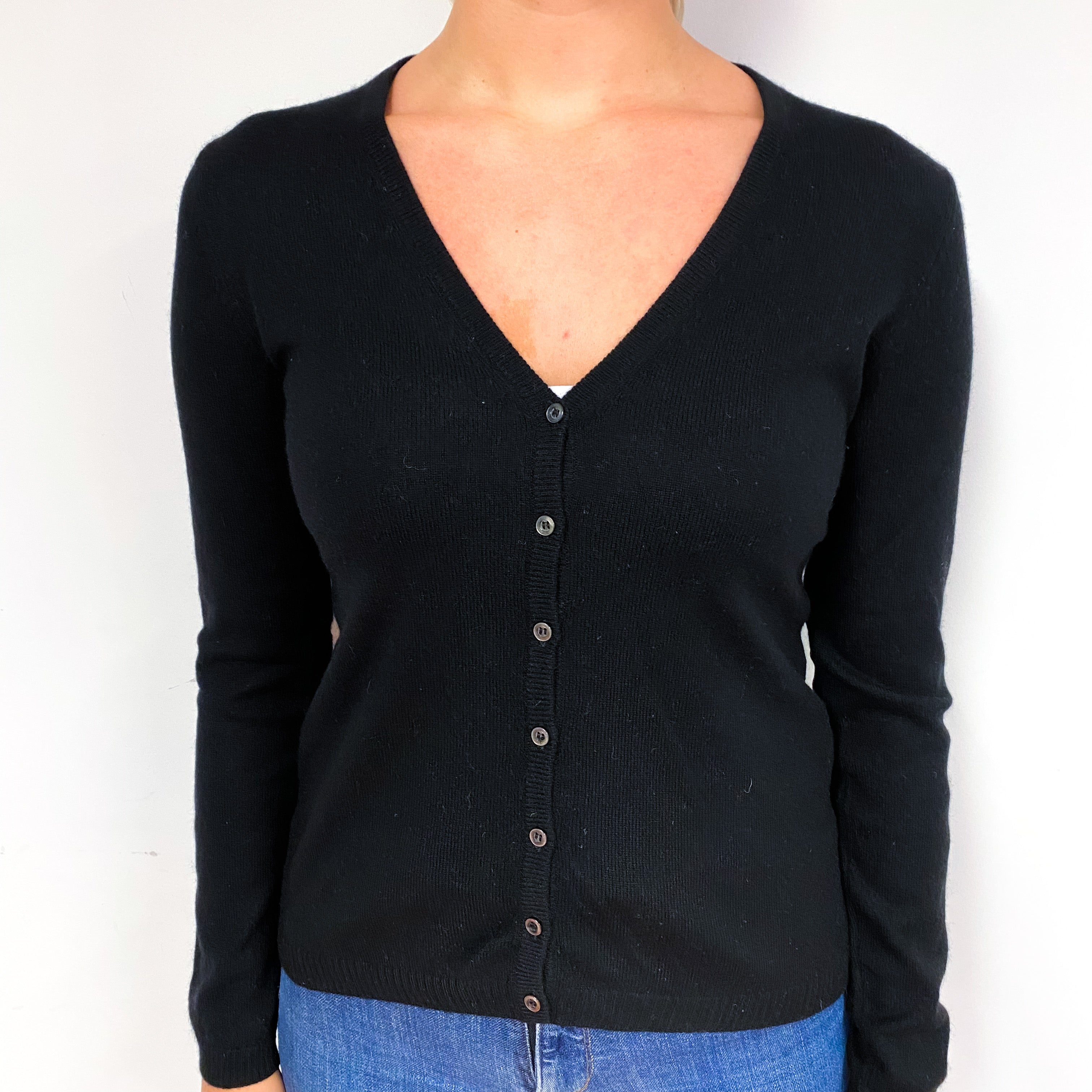 Black Cashmere V-Neck Cardigan Small