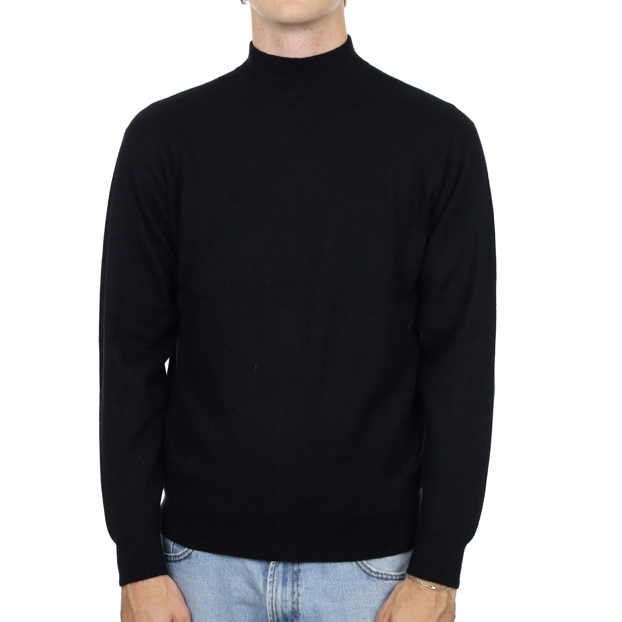 Men's Black Cashmere Turtle Neck Jumper Medium