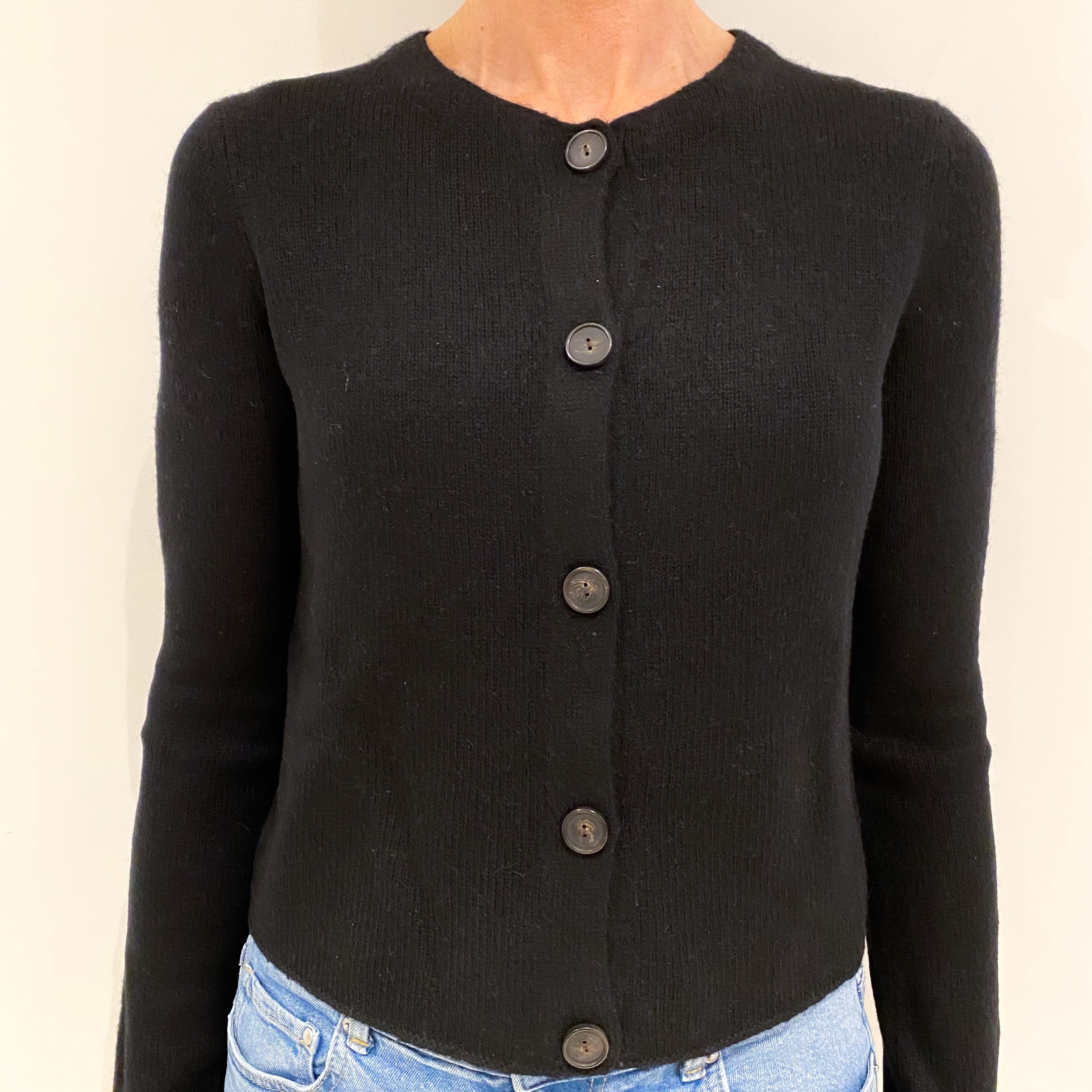 Vince Black Cashmere Crew Neck Cardigan Small