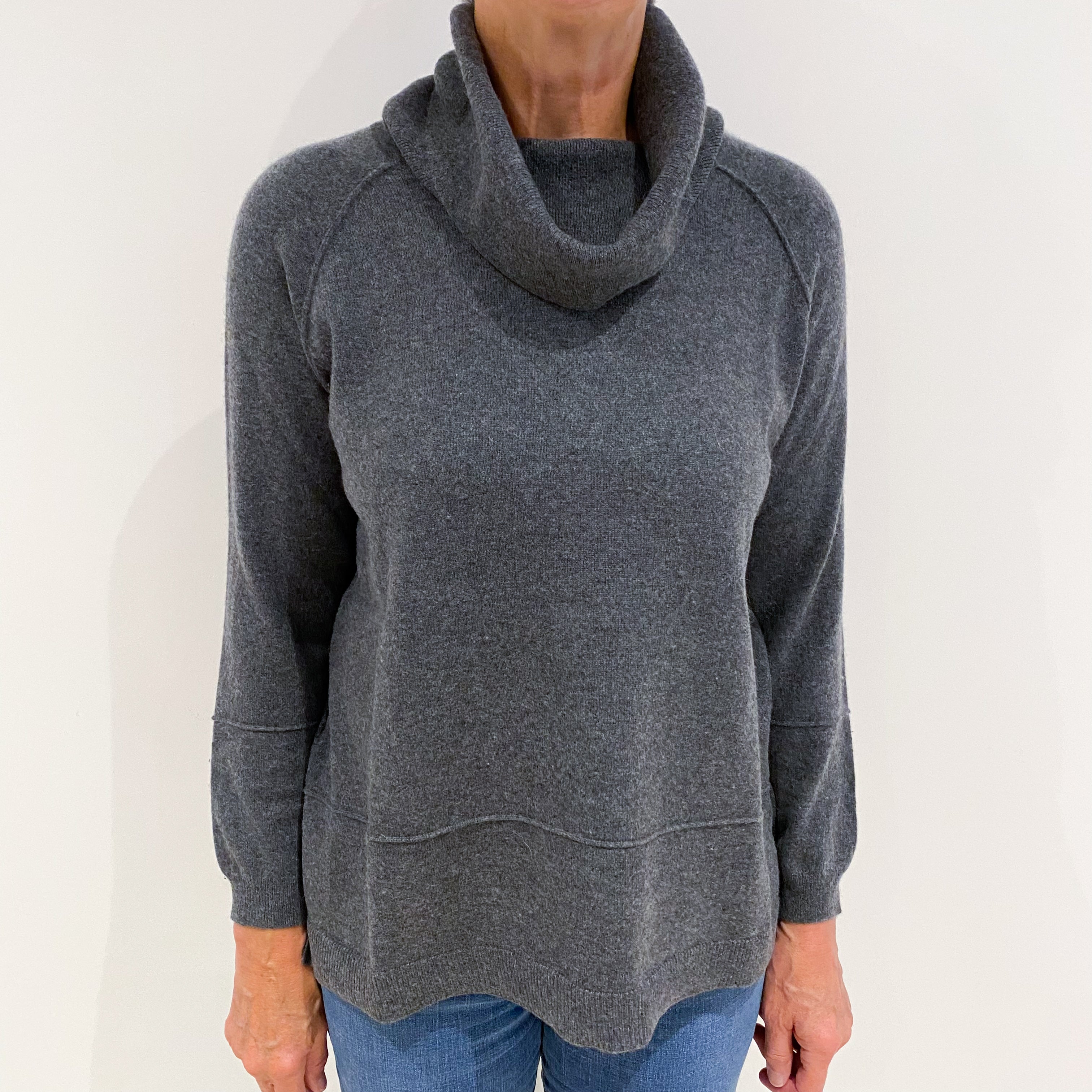 Whistles Slate Grey Cashmere Cowl Neck Jumper Medium