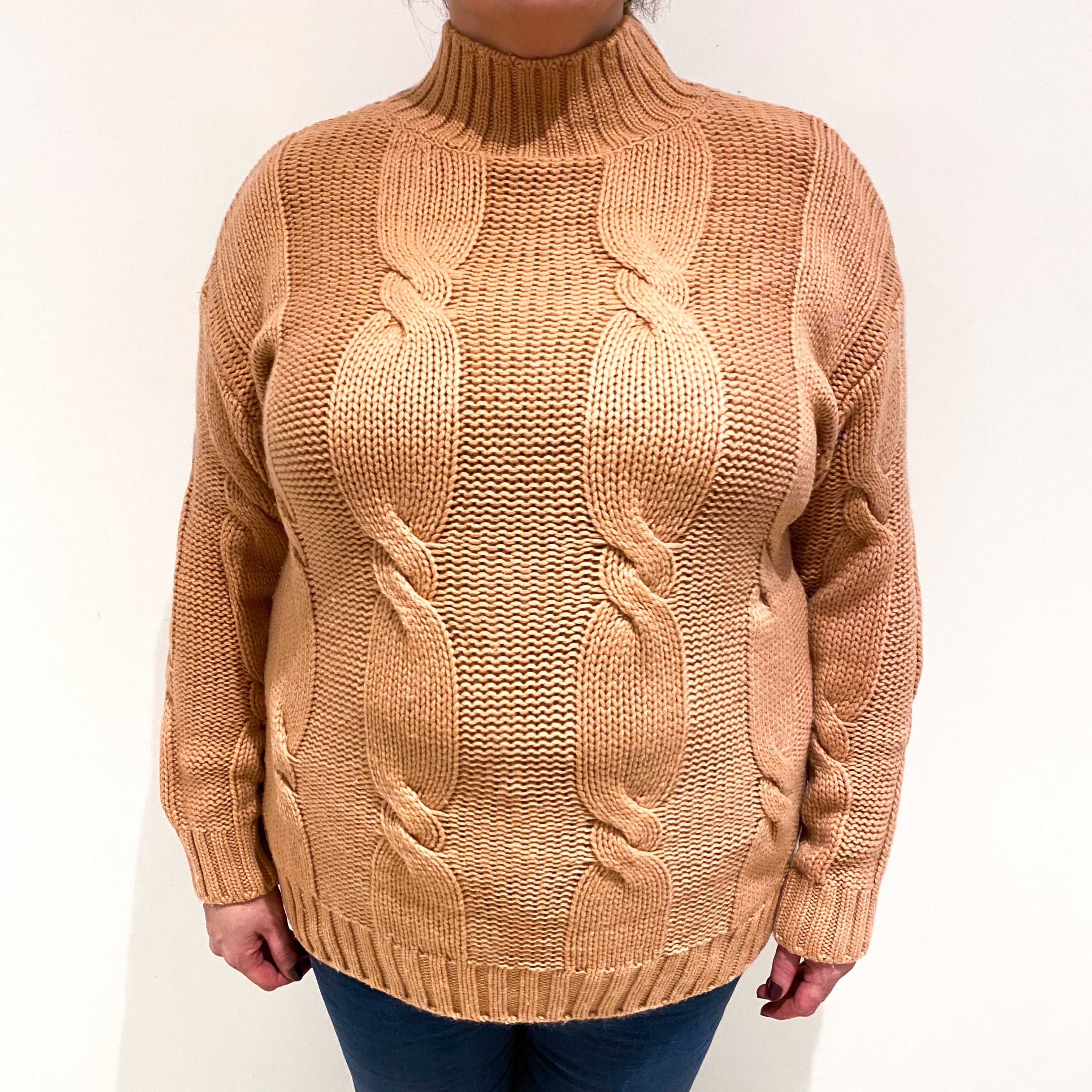 Whistles Pale Terracotta Chunky Cashmere Turtle Neck Jumper Extra Large