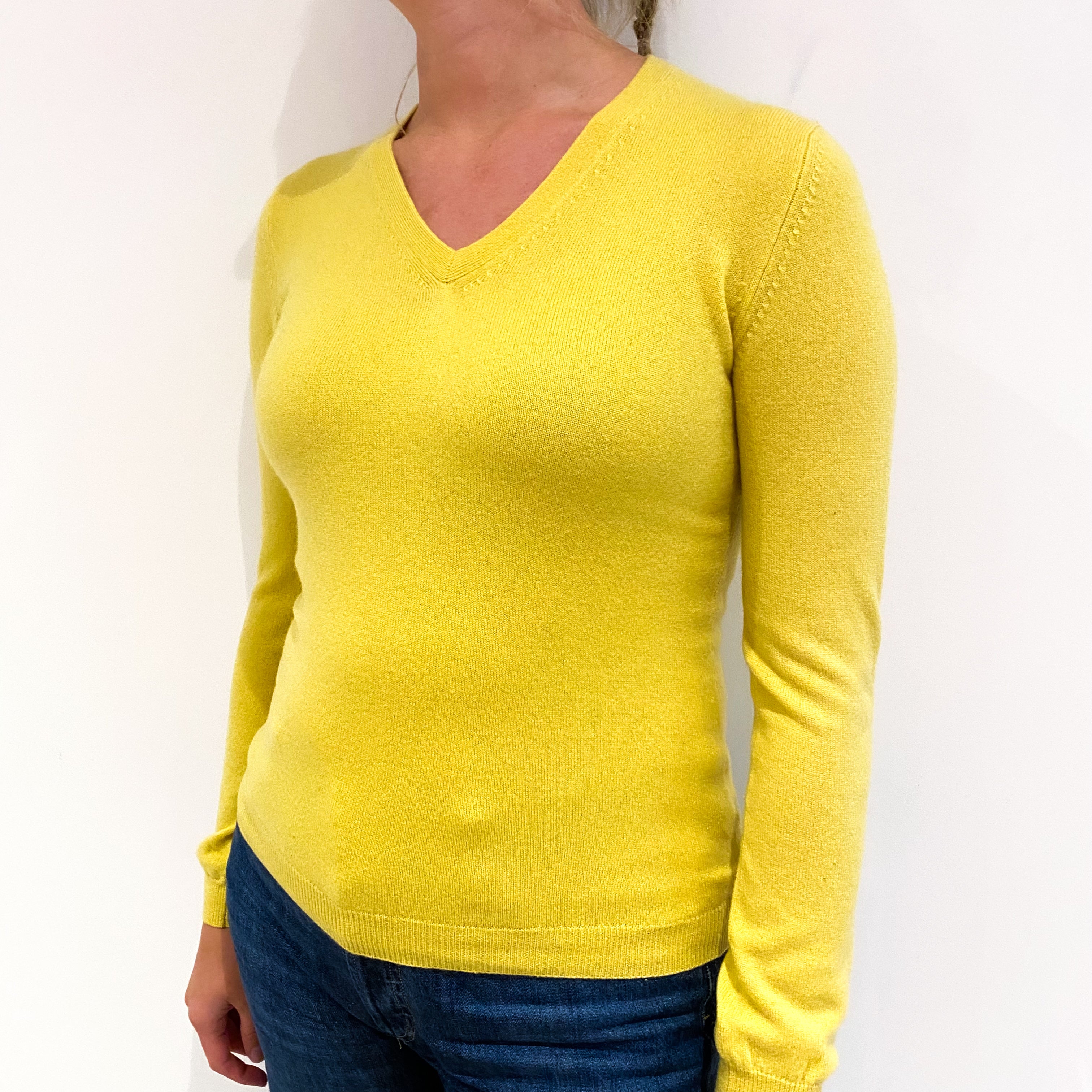 Dandelion Yellow Cashmere V-Neck Jumper Small