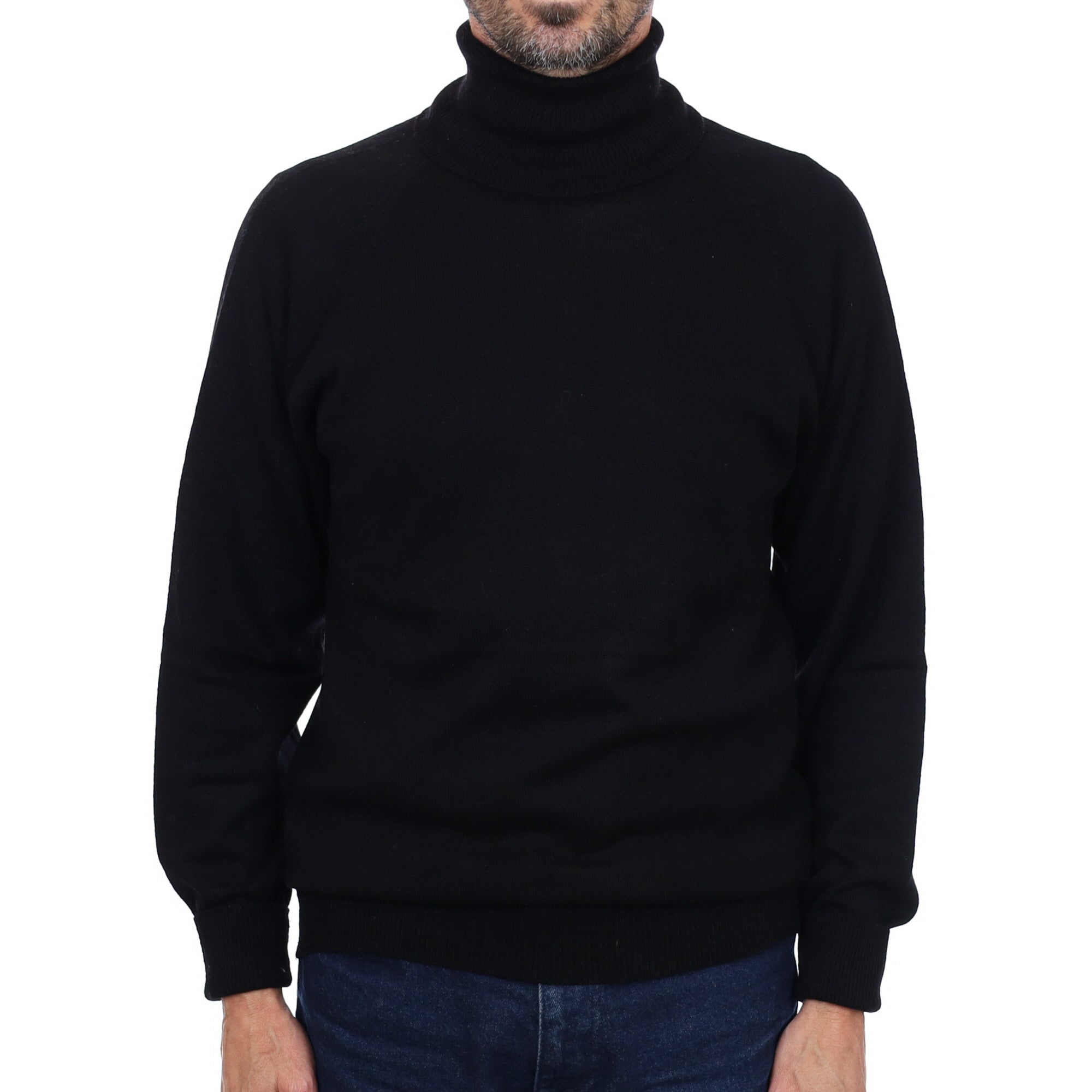 Men's Black Cashmere Polo Neck Jumper Small