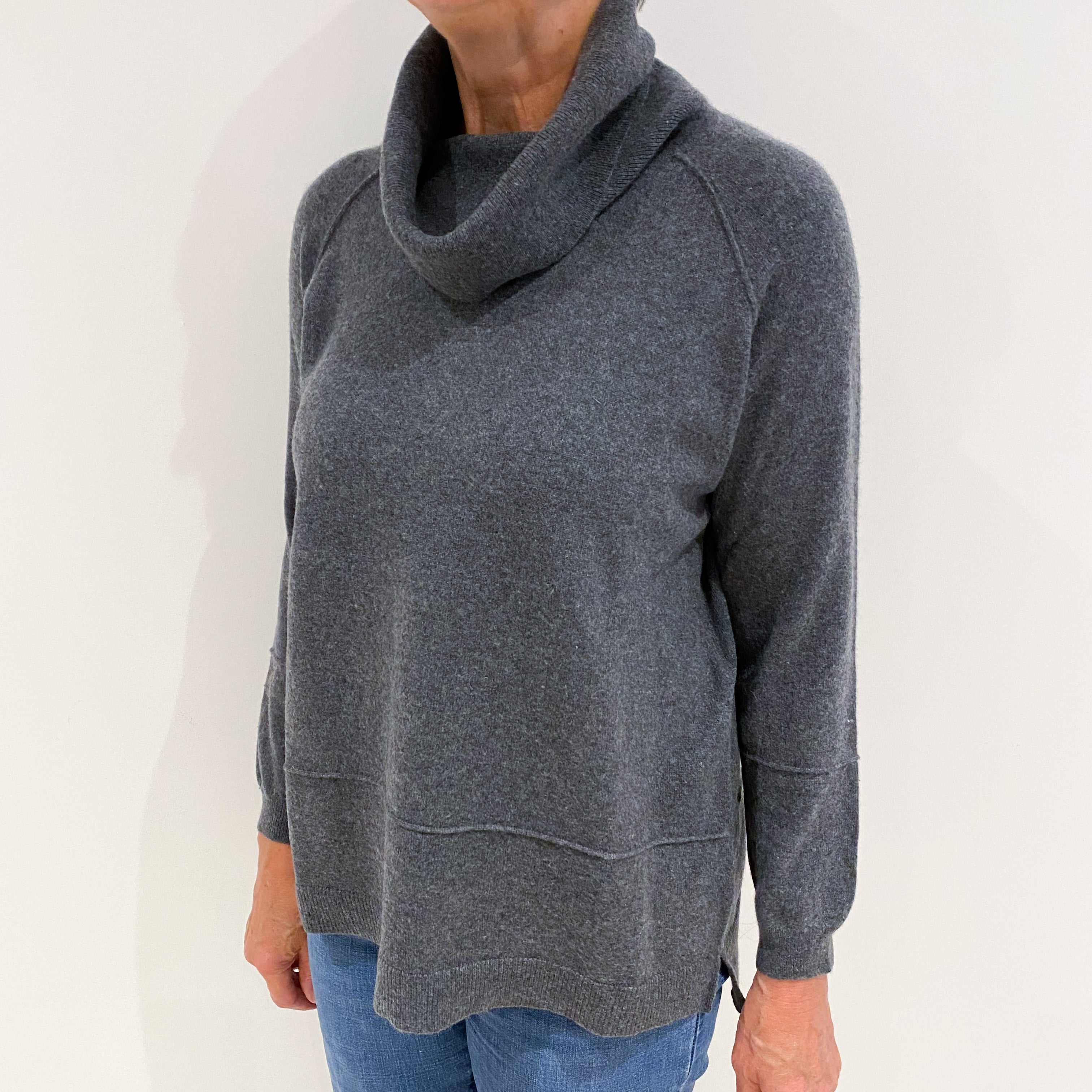 Whistles Slate Grey Cashmere Cowl Neck Jumper Medium