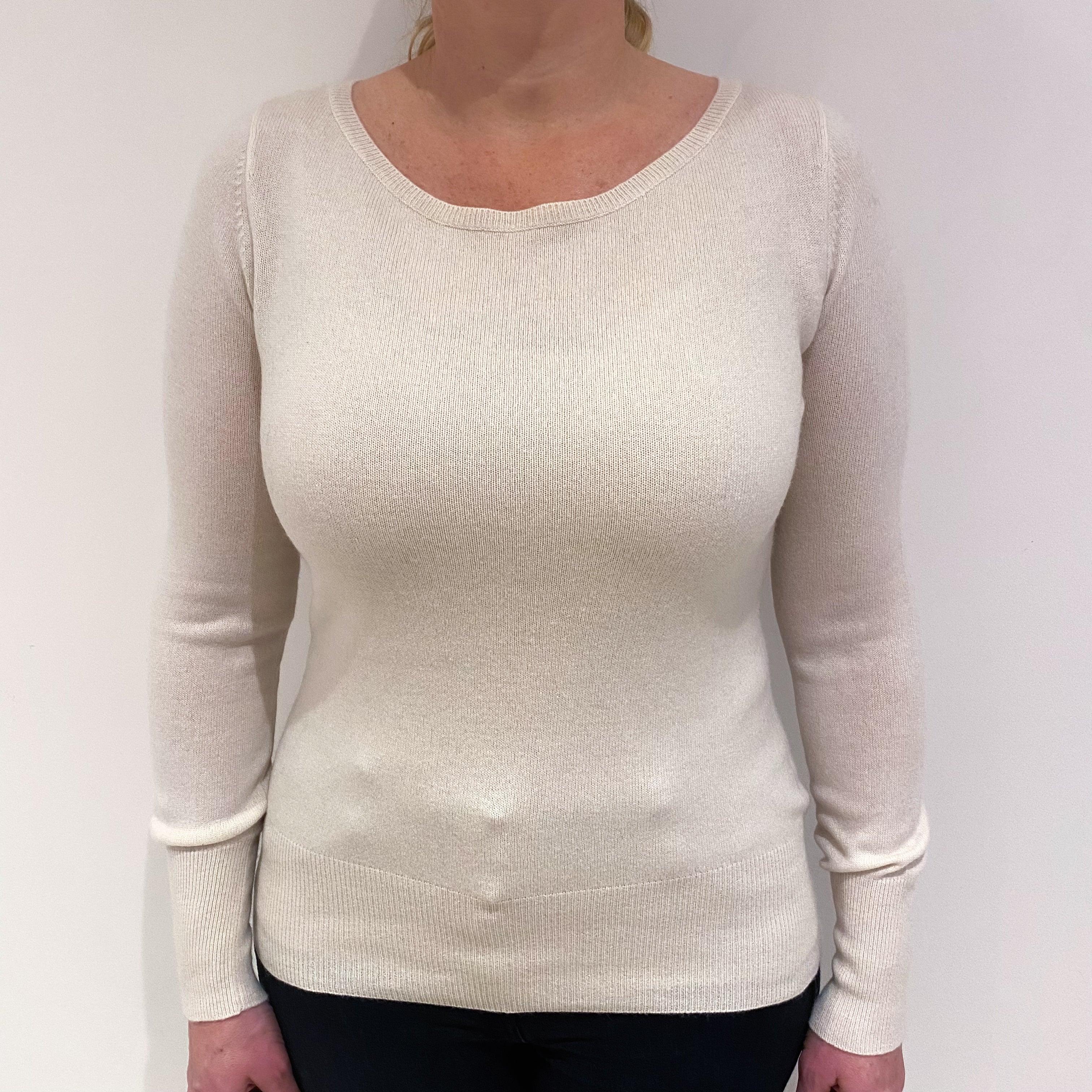 Winter White Cashmere Crew Neck Jumper Large